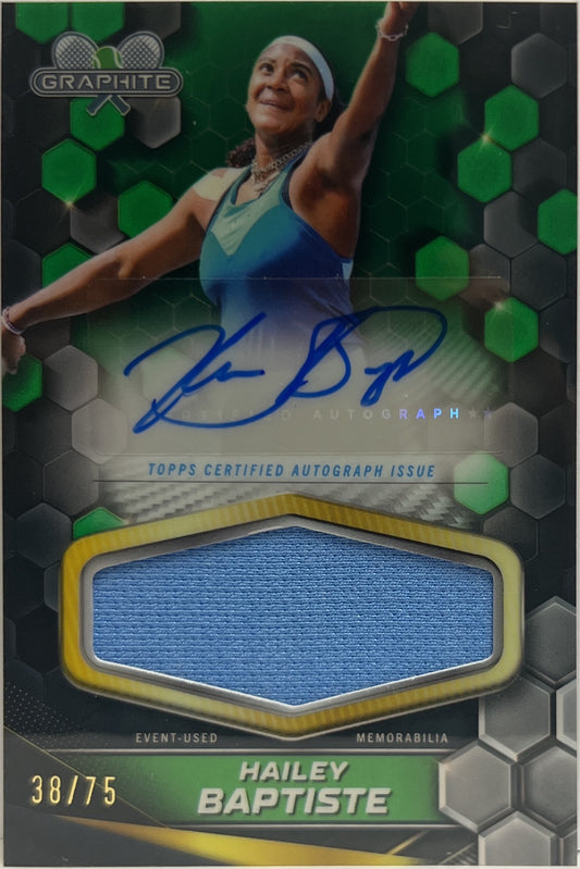 Hailey Baptiste 38/75 Patch Autograph Green Topps Tennis Graphite 2024