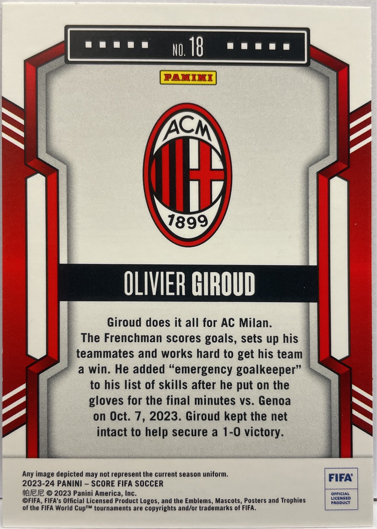 Oliver Giroud 24/50 Blue Laser Score Fifa 2023/24