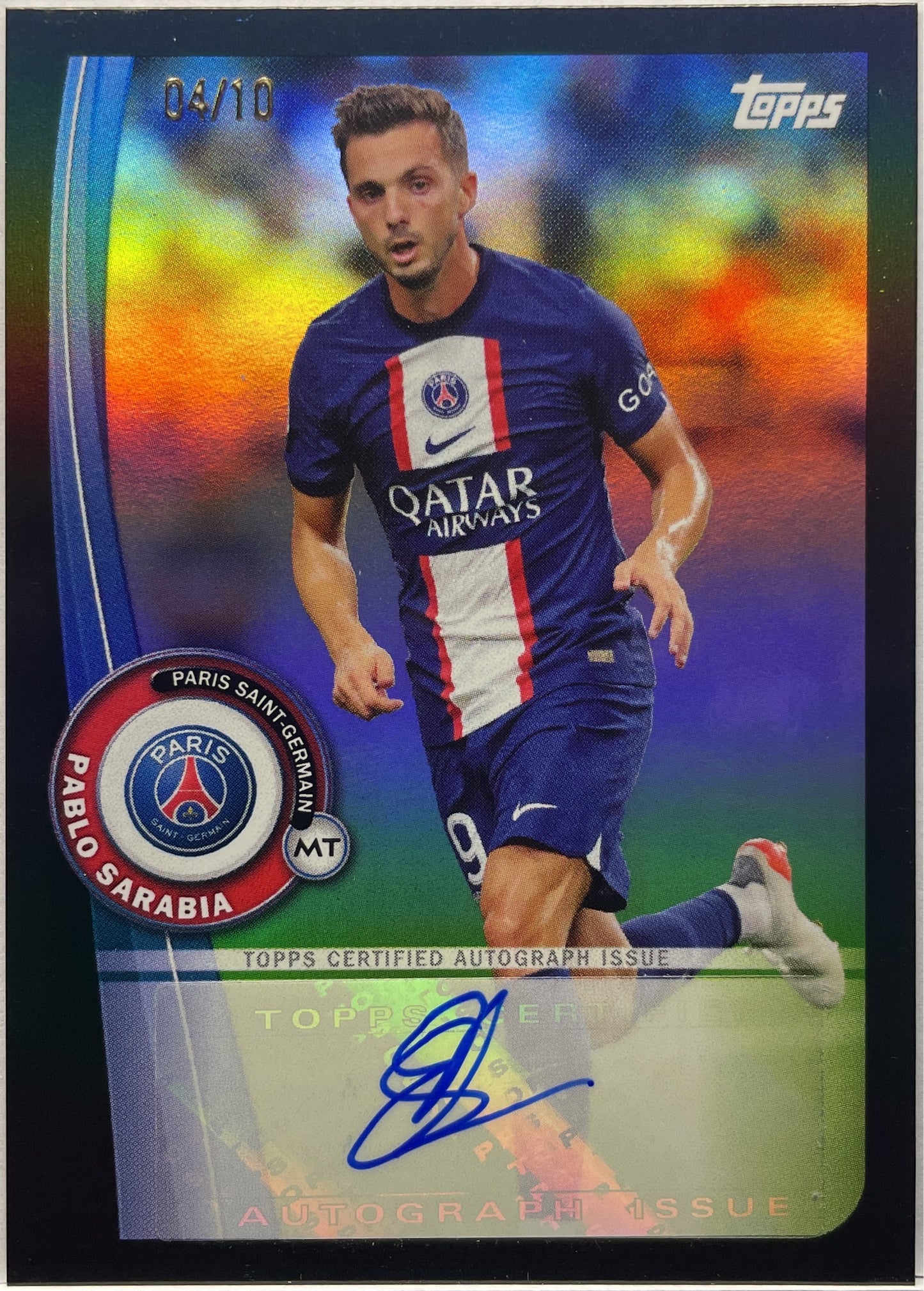 Pablo Sarabia 4/10 Autograph Topps PSG Team Set 2022/23