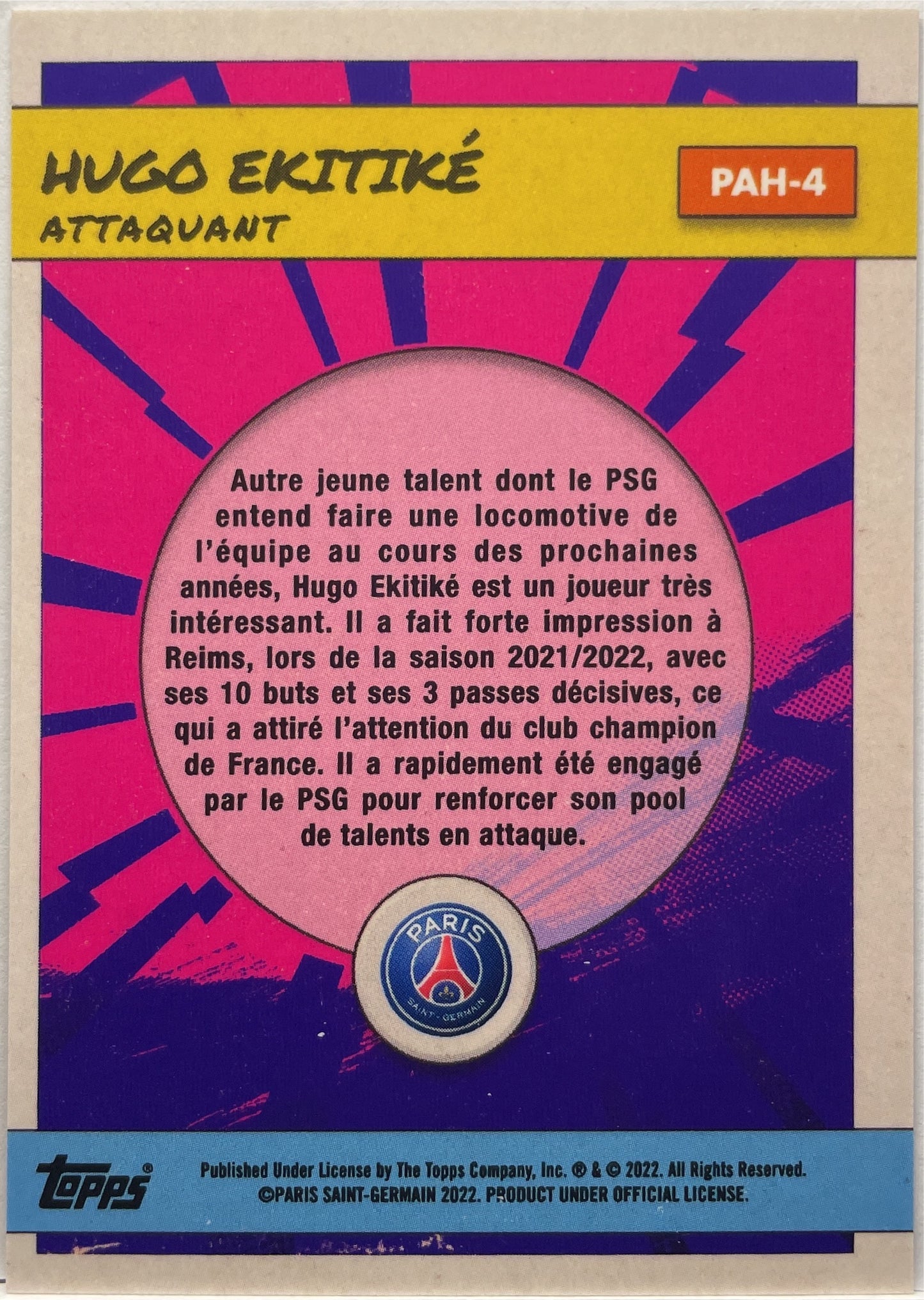 Hugo Ekitike 2/25 Rookie Heroes Topps PSG Team Set 2022/23