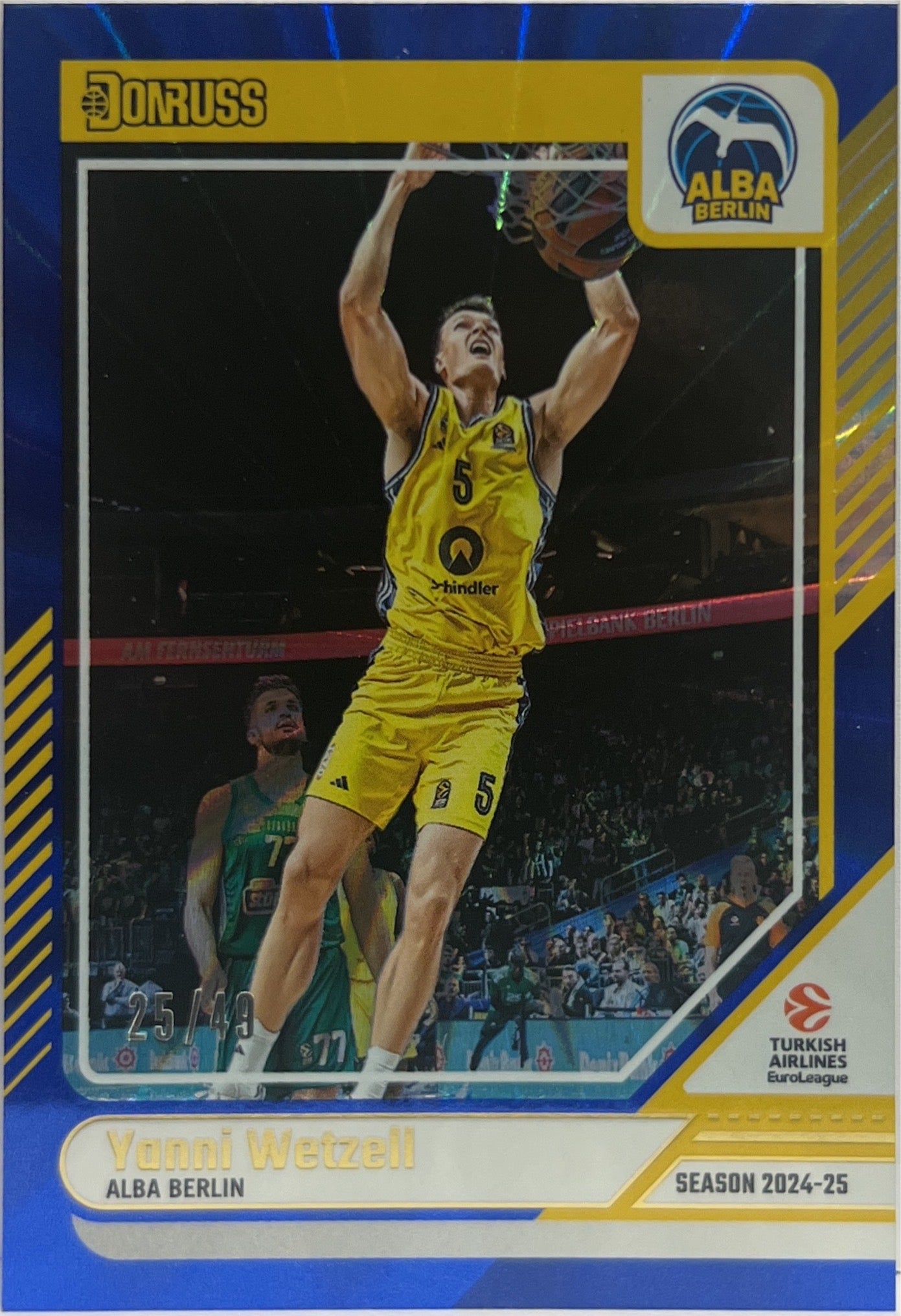 Yanni Wetzell 25/49 Blue Laser Donruss Euroleague Basketball 2024/25