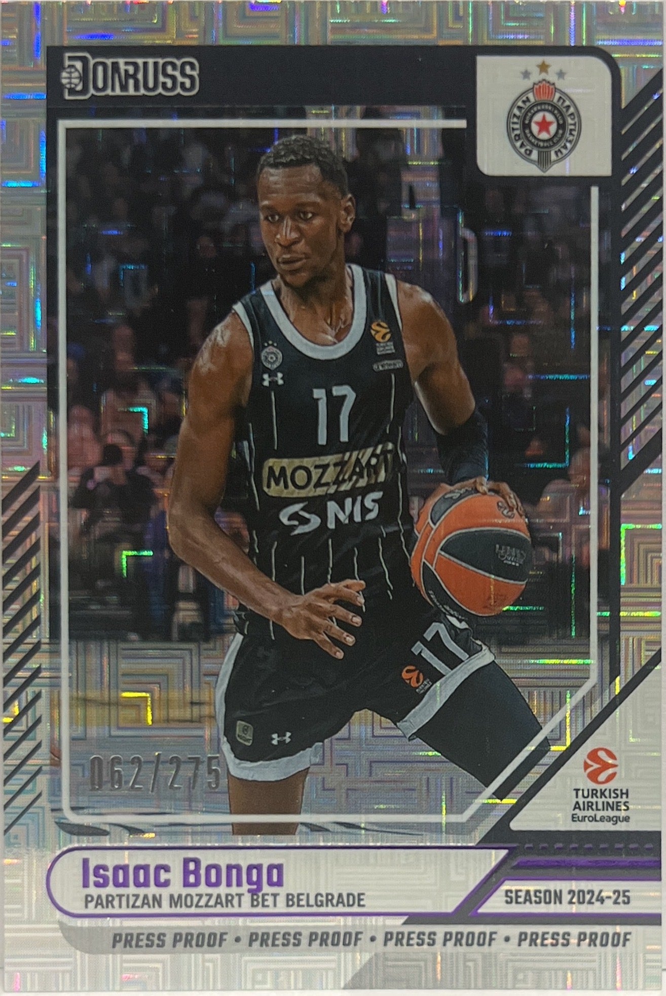 Isaac Bonga 62/275 Press Proof Purple Donruss Euroleague Basketball 2024/25