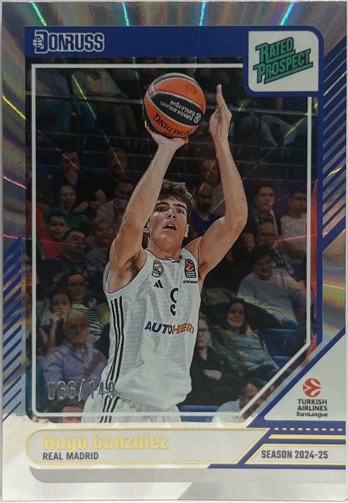 Hugo Gonzalez 66/149 Rated Prospect Silver Laser Donruss Euroleague Basketball 2024/25