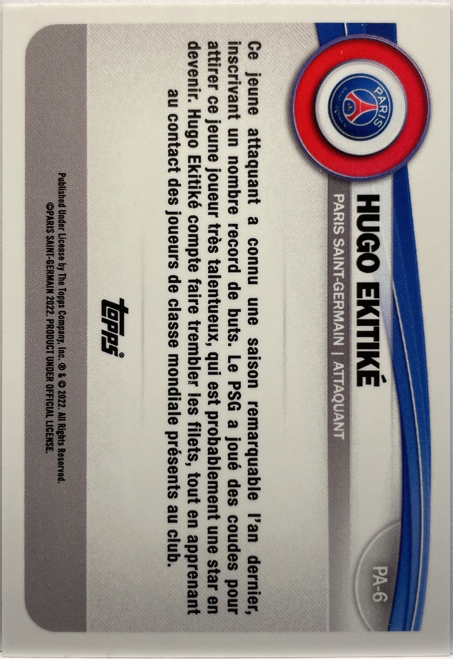 Hugo Ekitike 44/75 Rookie Topps PSG Team Set 2022/23