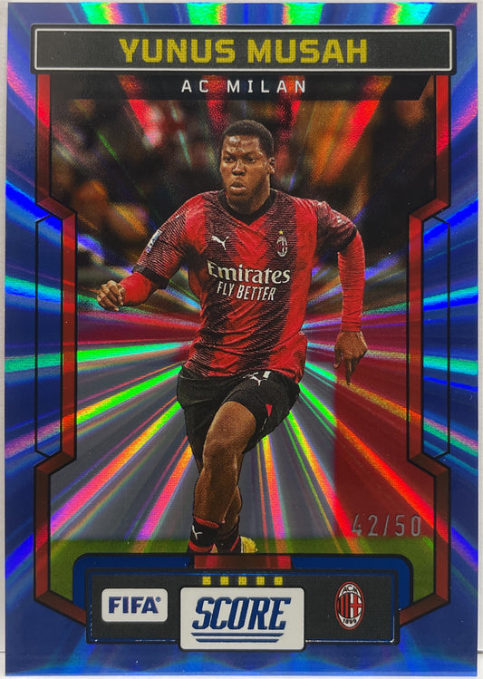 Yunus Musah 42/50 Blue Laser Score Fifa 2023/24