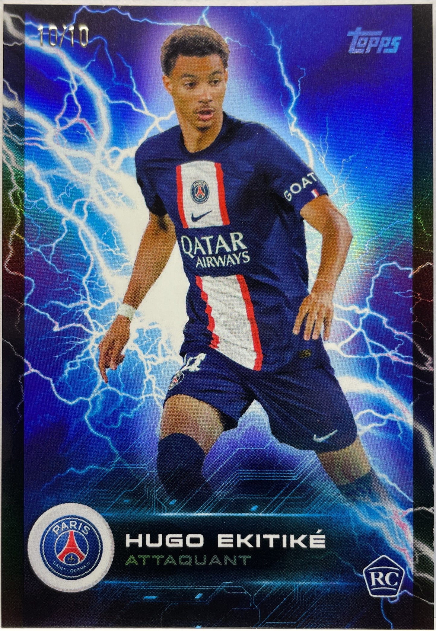 Hugo Ekitike 10/10 Rookie Super Electric Black Topps PSG Team Set 2022/23