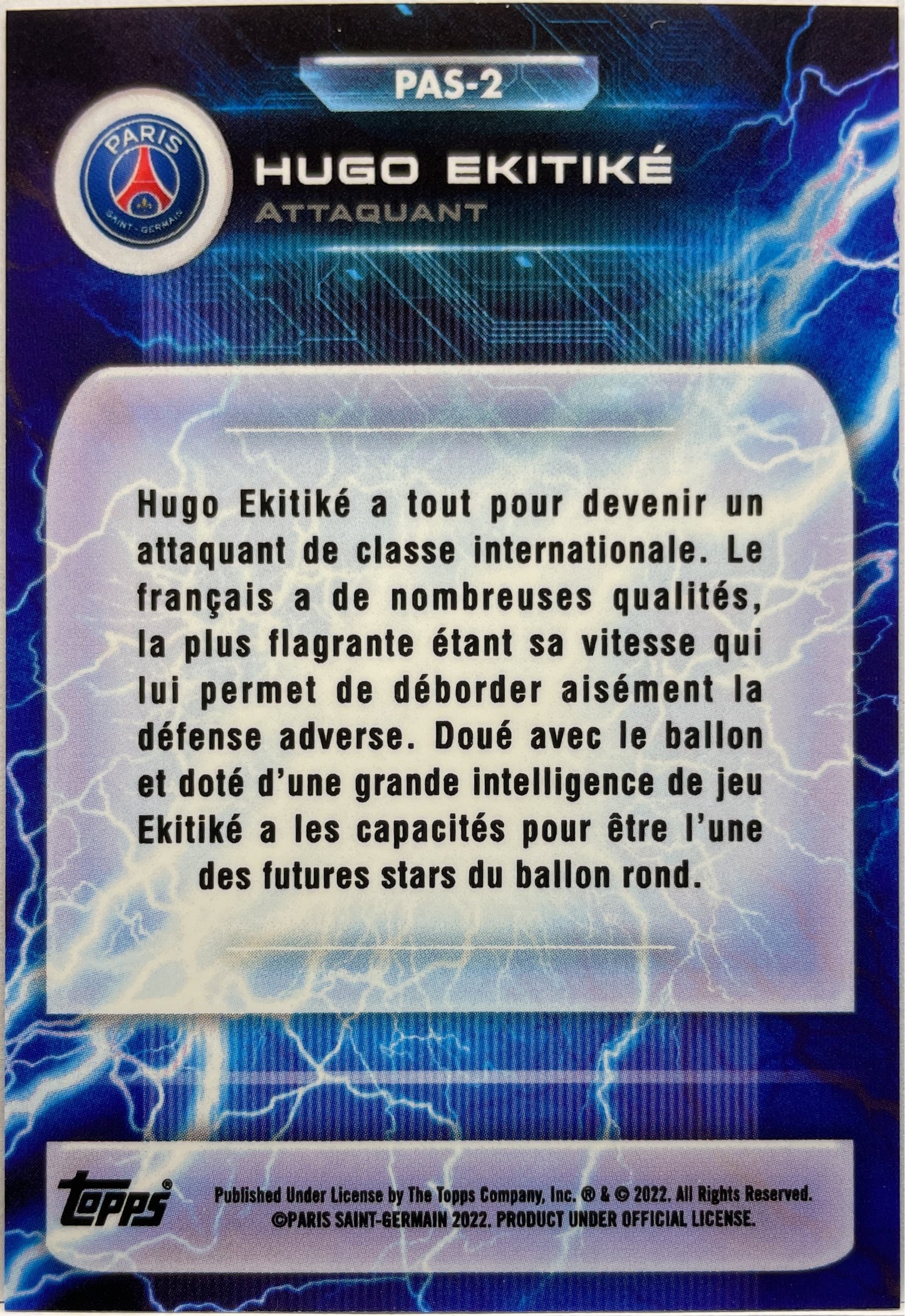 Hugo Ekitike 10/10 Rookie Super Electric Black Topps PSG Team Set 2022/23