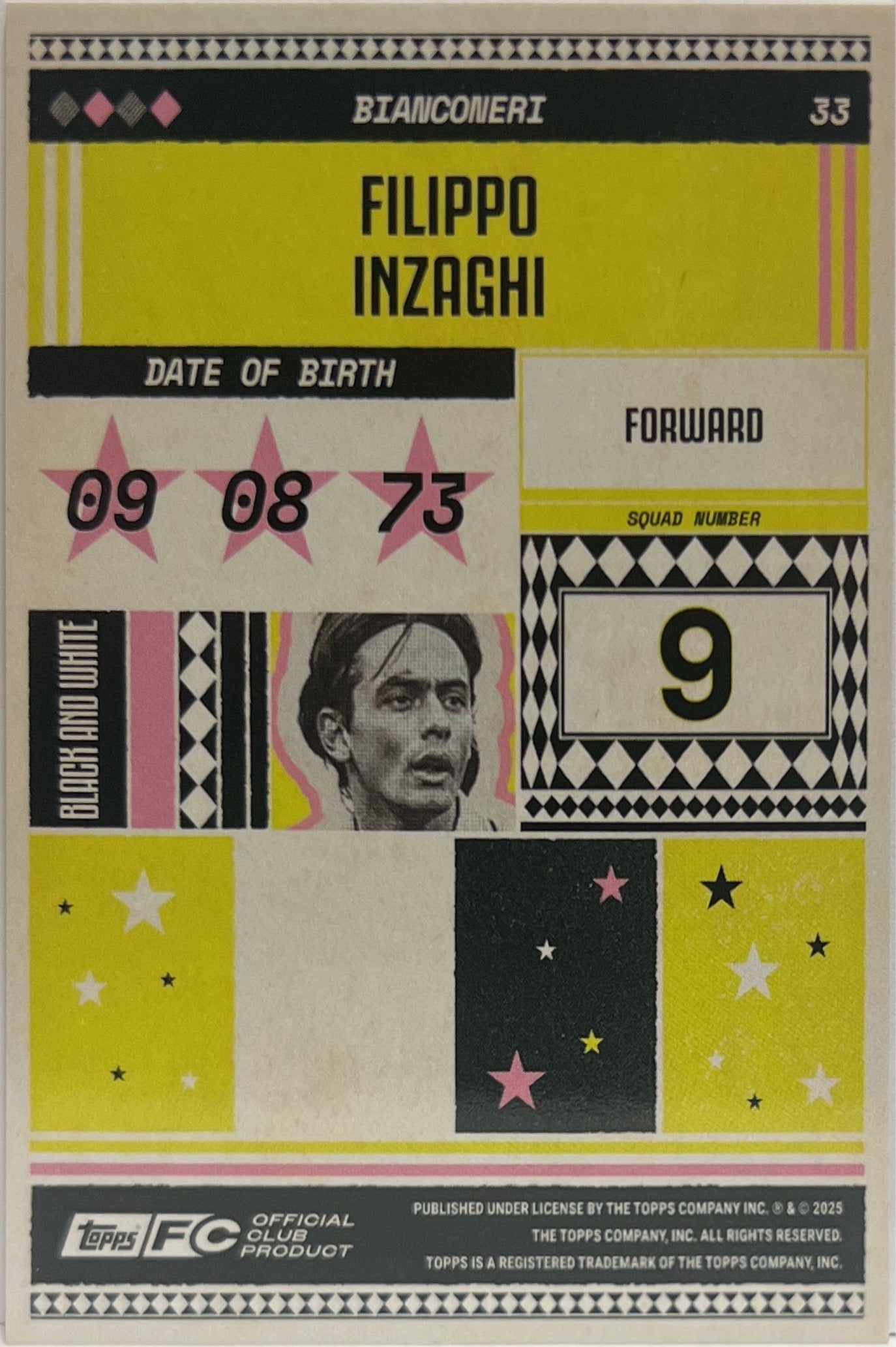 Filippo Inzaghi 18/75 Vintage Lady Aqua Topps Juventus Premium Team Set 2024/25