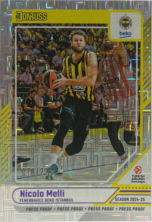 Nicolo Melli 70/275 Press Proof Mojo Purple Donruss Euroleague Basketball 2024/25