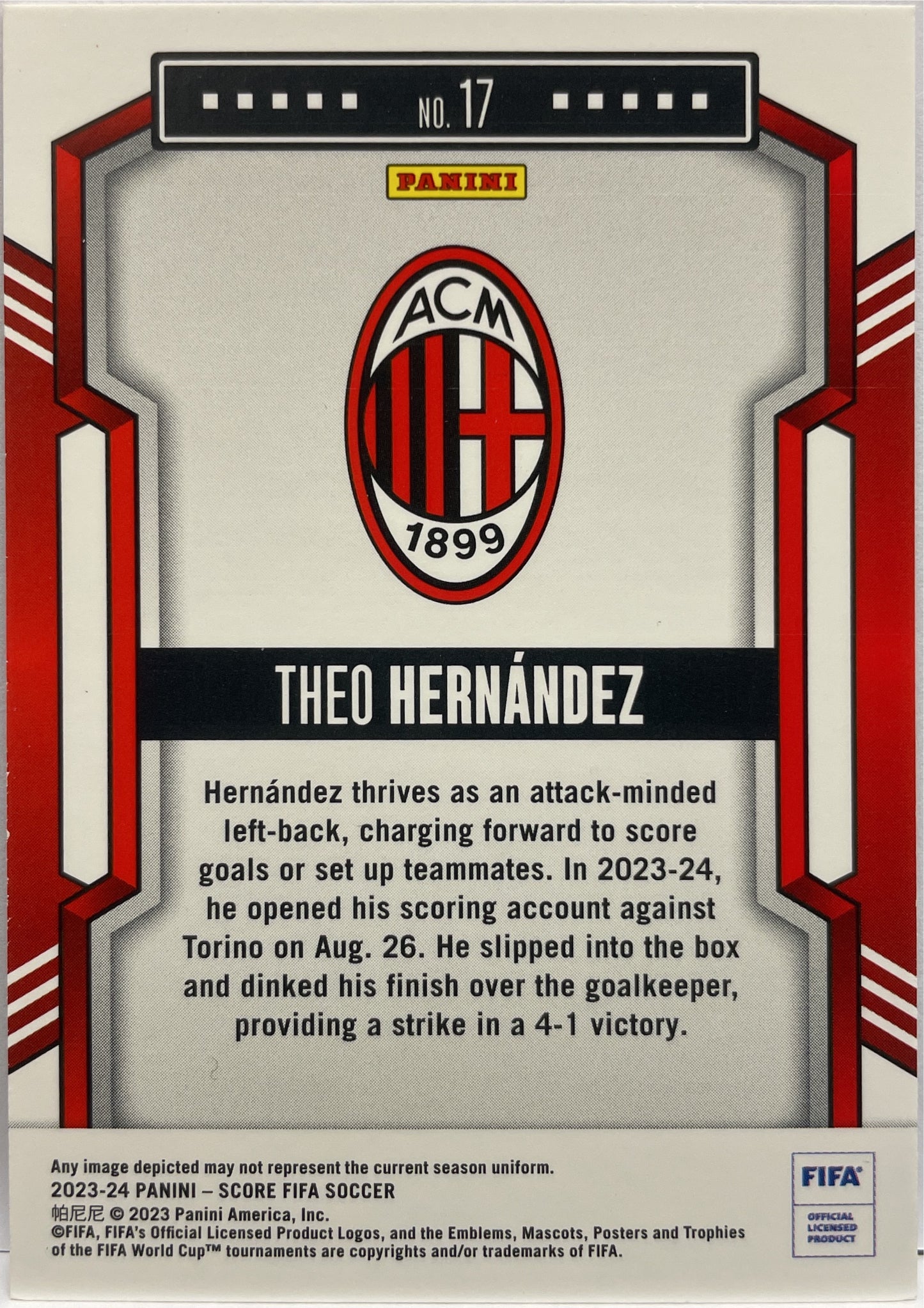 Theo Hernandez 35/50 Blue Laser Score Fifa 2023/24