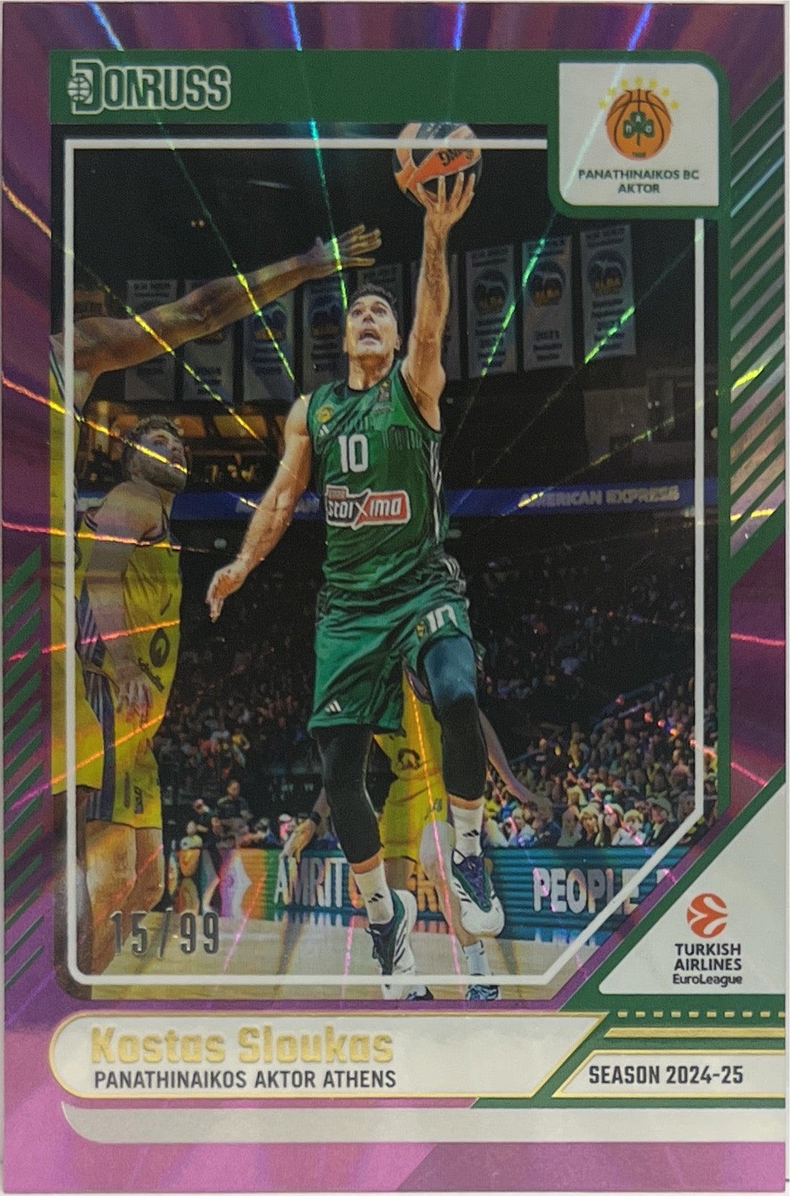 Kostas Sloukas 15/99 Purple Laser Donruss Euroleague Basketball 2024/25