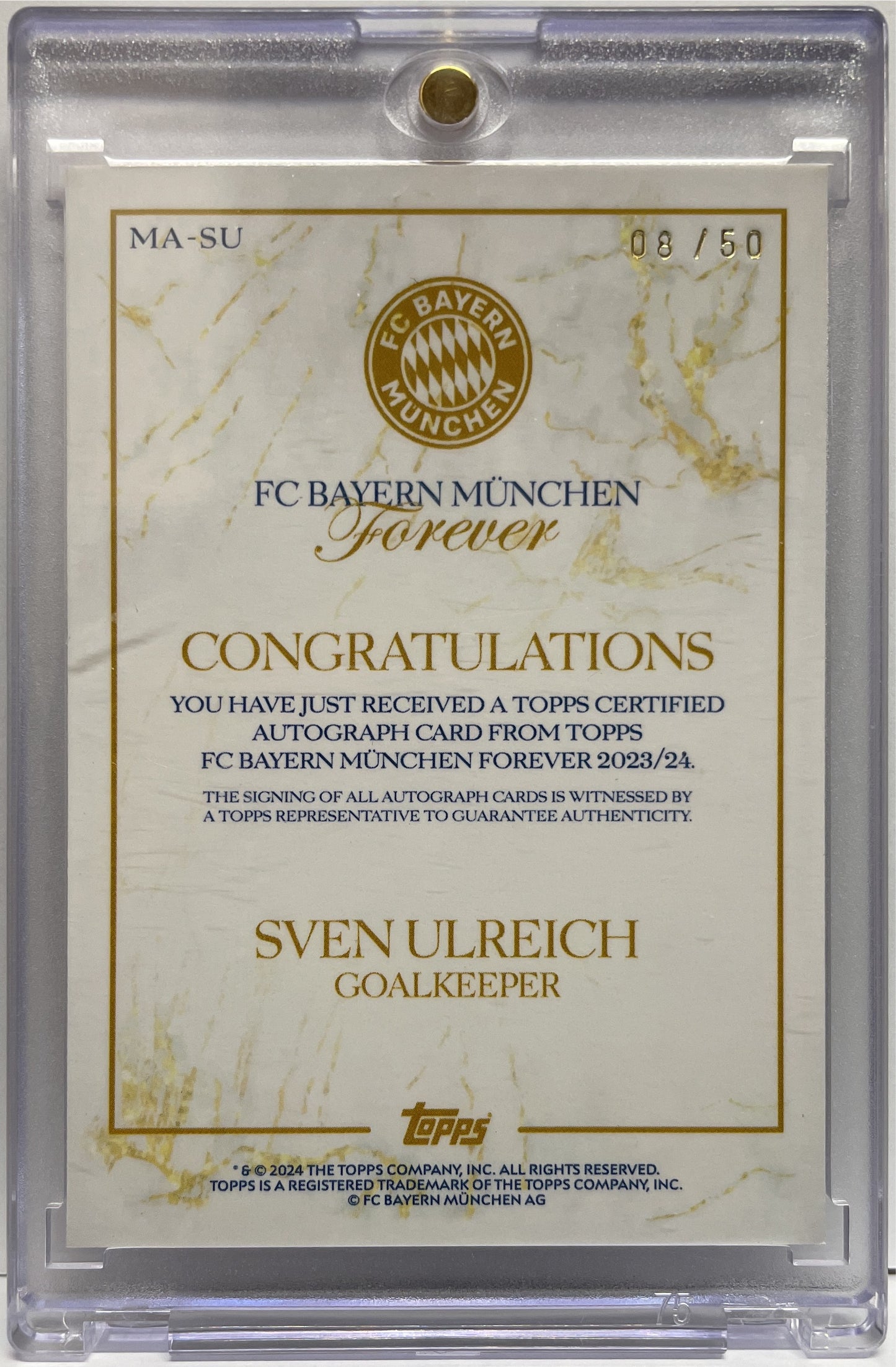 Sven Ulreich 8/50 Autograph Gold Topps Bayern Munchen Forever 2024