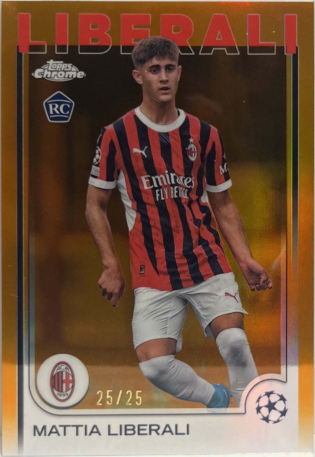 Mattia Liberali 25/25 Rookie Orange Topps Chrome UCC 2024/25