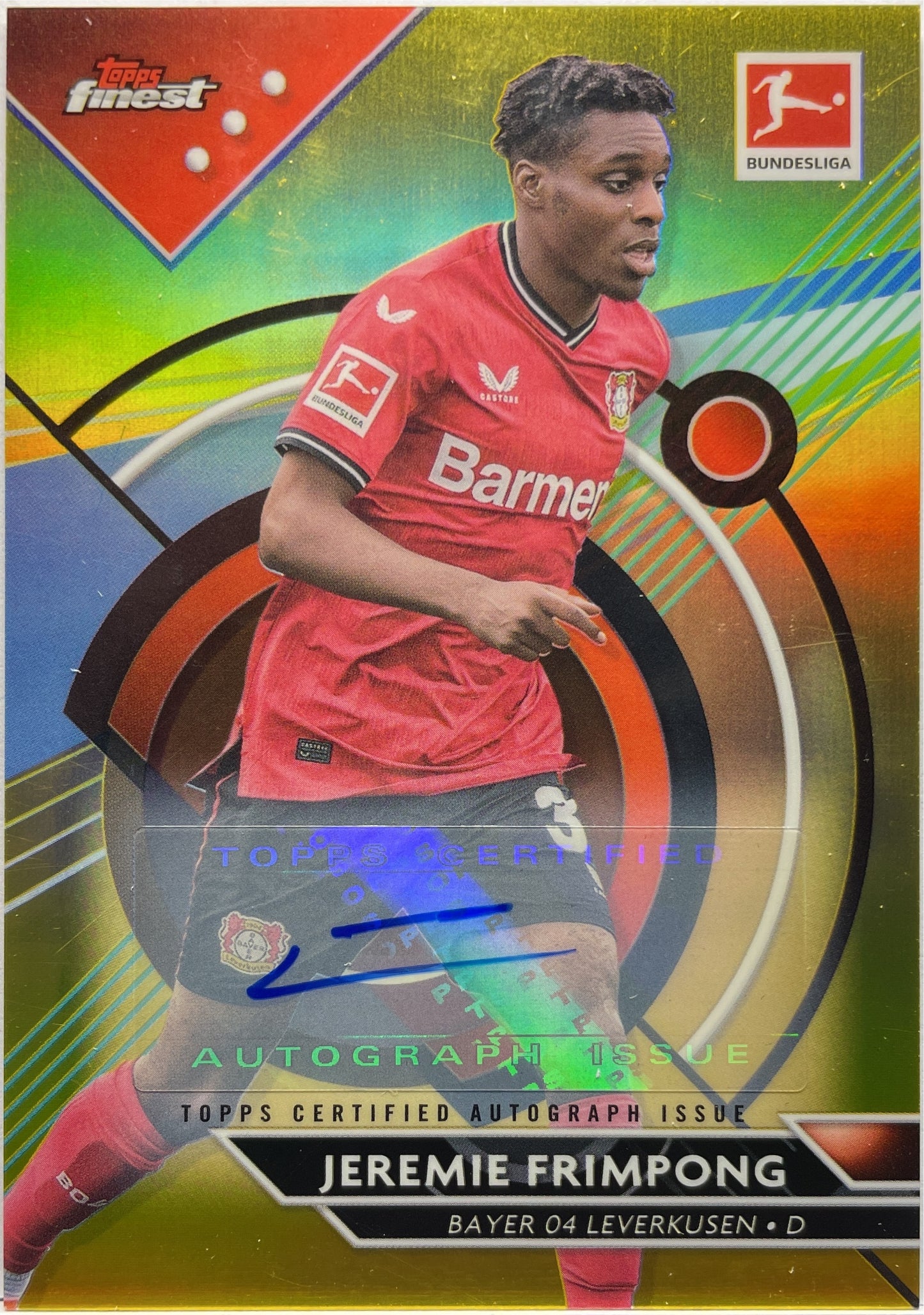 Jeremie Frimpong 20/25 Autograph Gold Topps Finest Bundesliga 2022/23