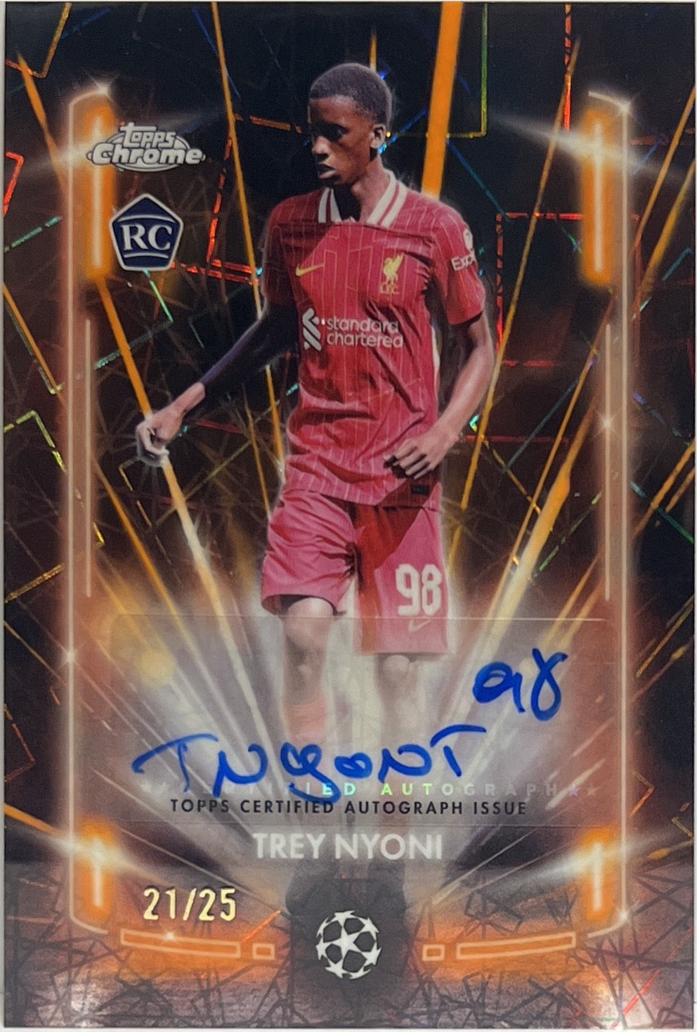 Trey Nyoni 21/25 Rookie Autograph Black Lazer Topps Chrome UCC 2024/25