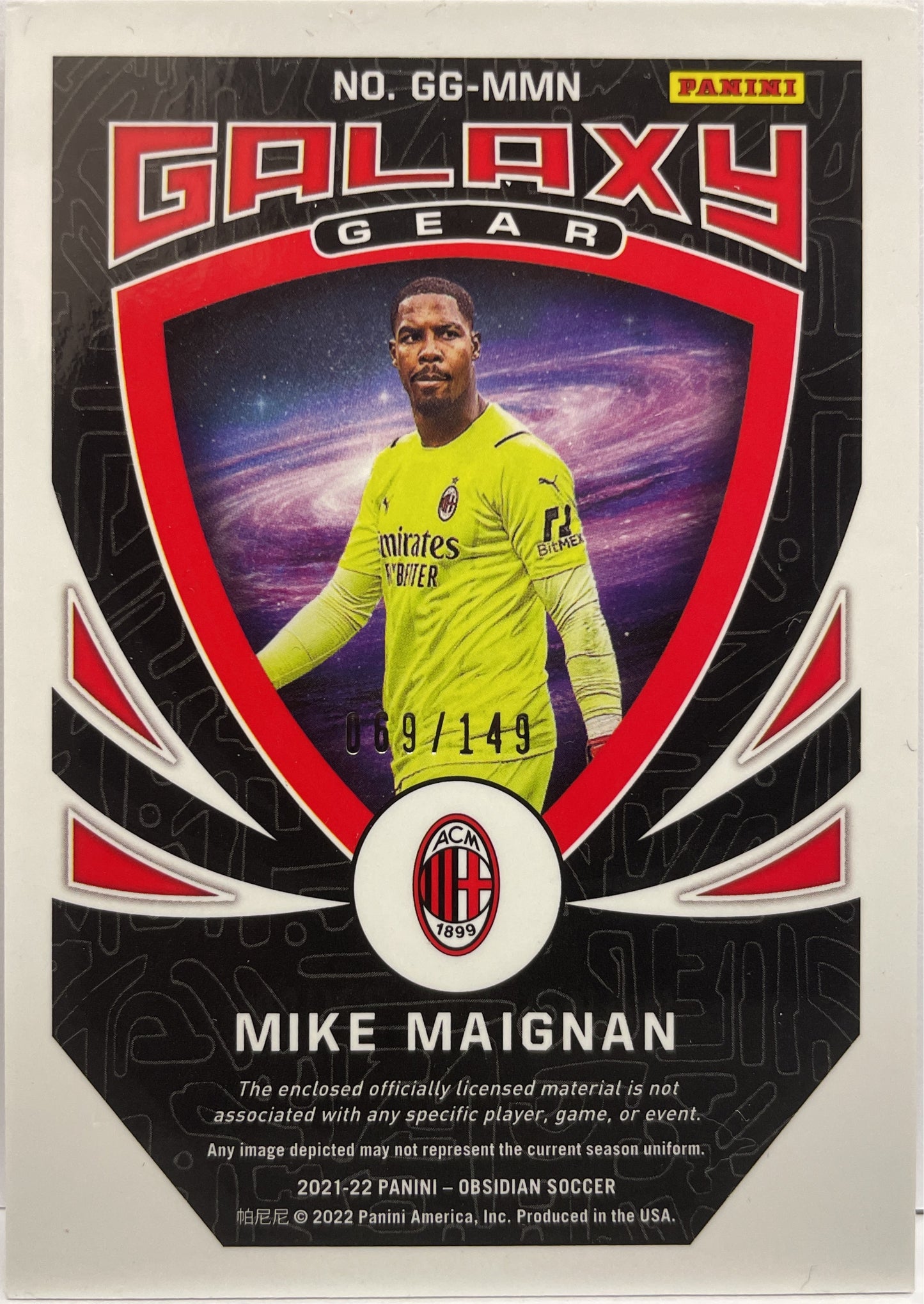 Mike Maignan 69/149 Rookie Patch Galaxy Gear Obsidian 2021/22