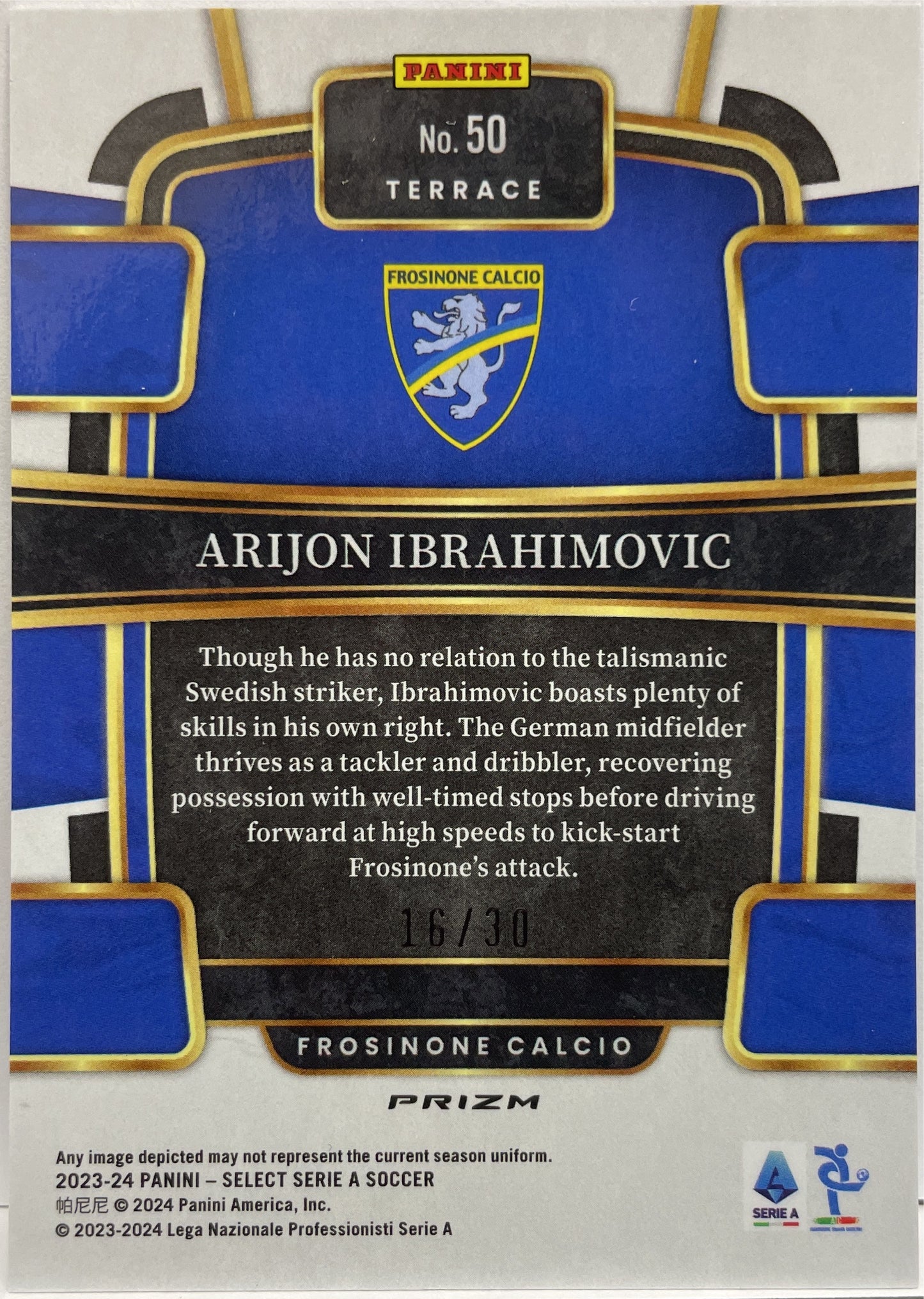 Arijon Ibrahimovic 16/30 Rookie Terrace Winter Camo Select Serie A 2023/24