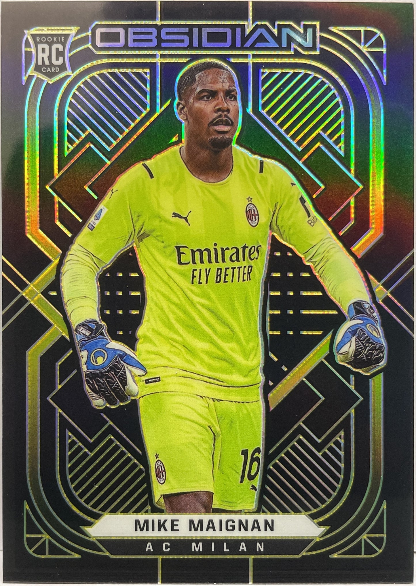 Mike Maignan 7/10 Rookie Electric Etch Neon Yellow Obsidian 2021/22