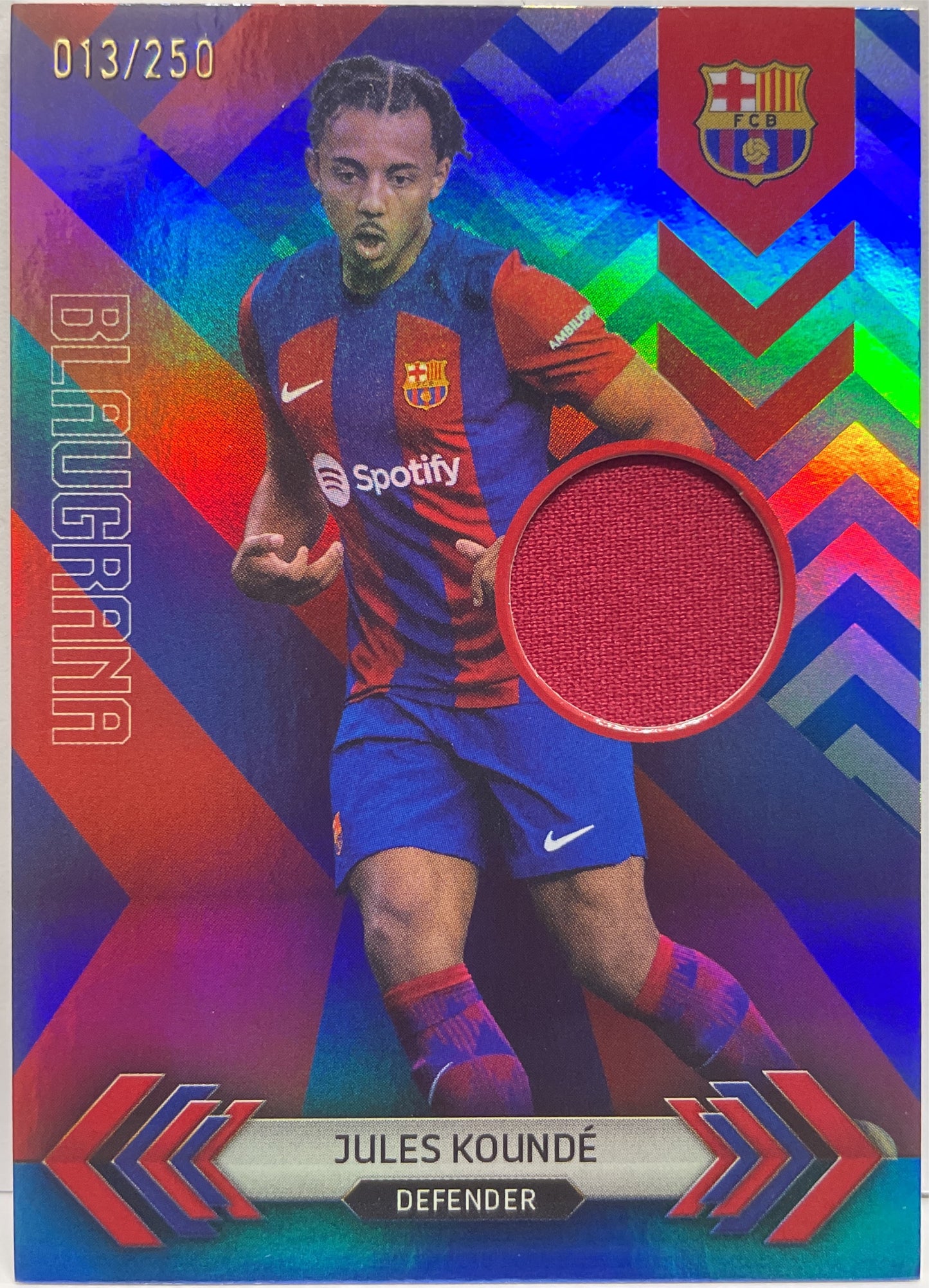 Jules Kounde 13/250 Blaugrana Relics Patch Topps Barcelona Team Set 2023/24