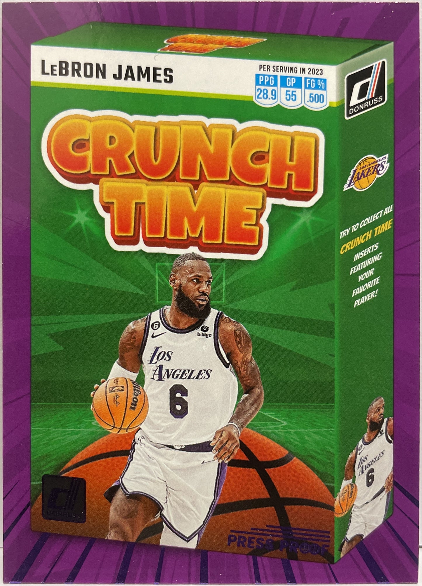 Lebron James Crunch Time Press Proof Purple Donruss Basketball NBA 2023/24