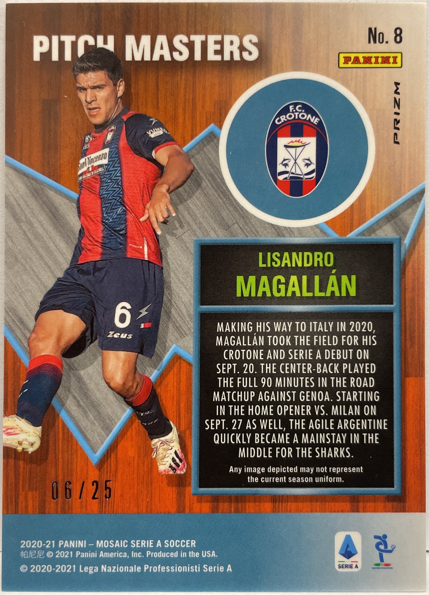 Lisandro Magallan 6/25 Rookie Pitch Master Mosaic Serie A 2020/21