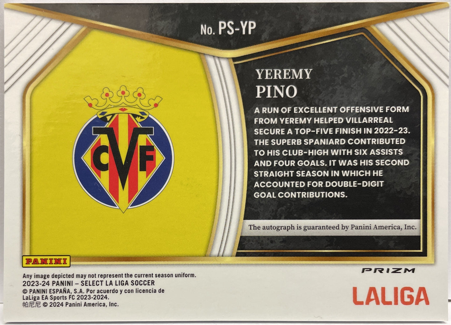 Yeremy Pino Autograph Pitchside Signatures Select La Liga 2023/24