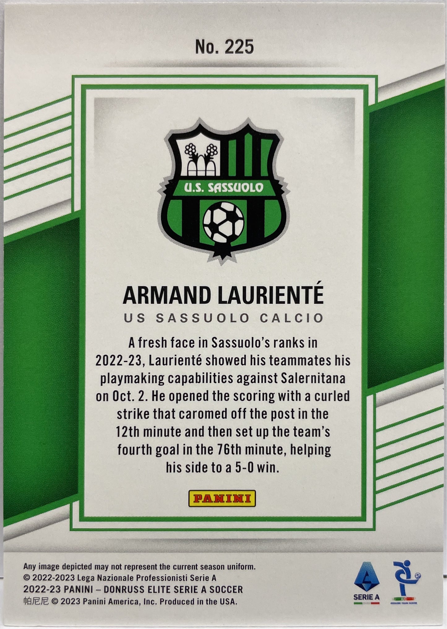 Armand Lauriente 2/5 Rookie Green Disco Donruss Elite Serie A 2022/23