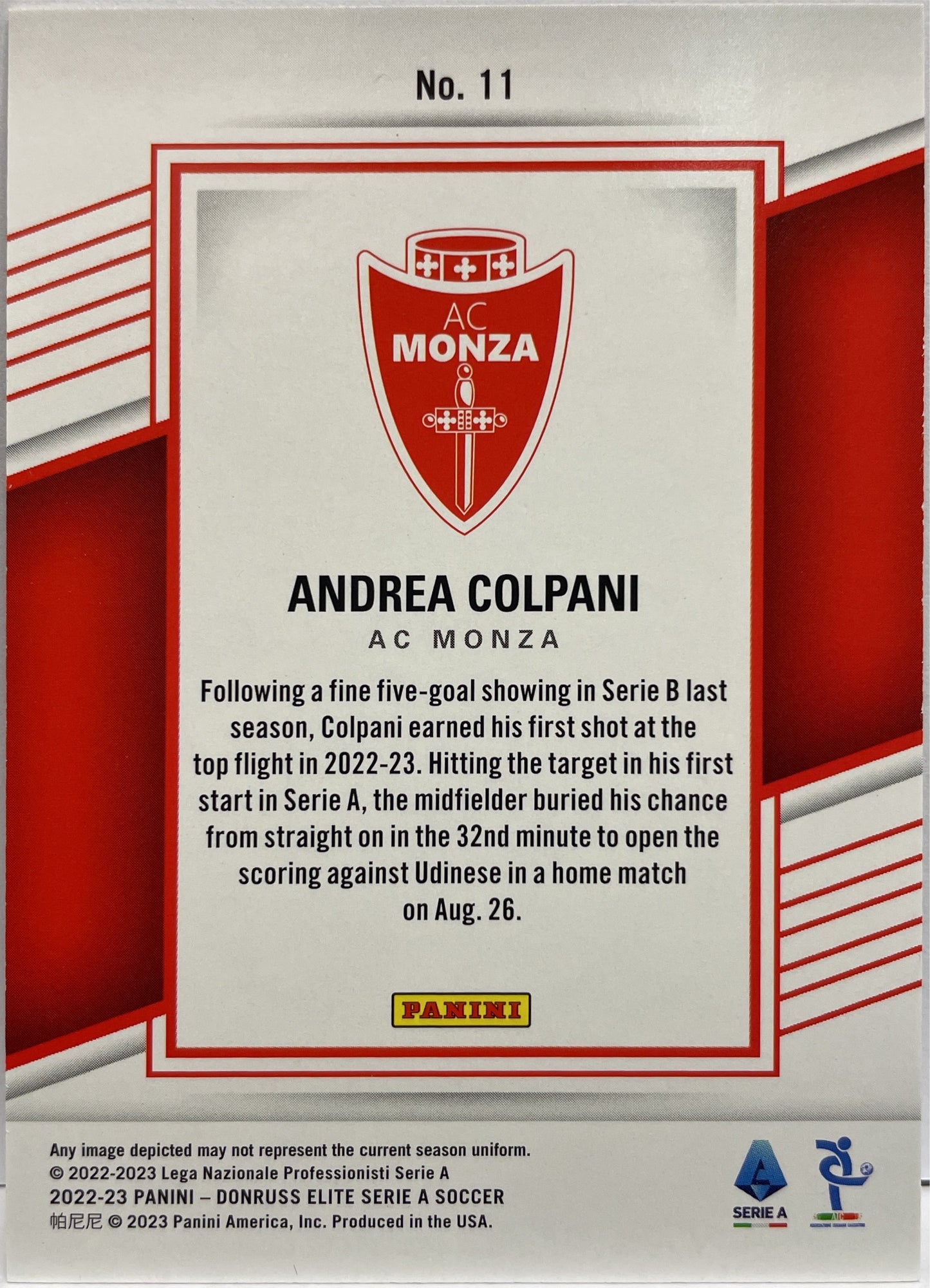 Andrea Colpani 6/10 Rookie Gold Disco Donruss Elite Serie A 2022/23