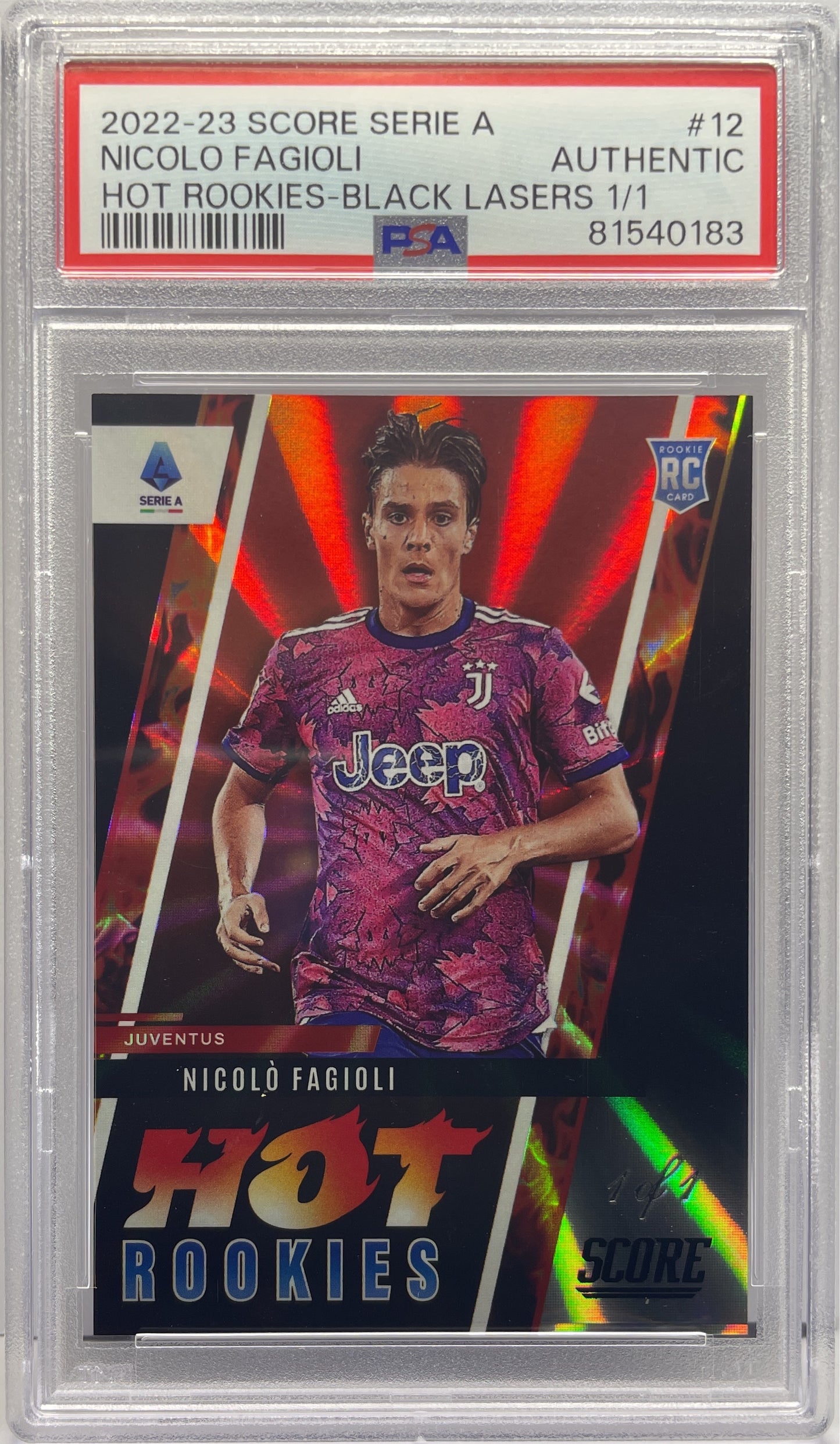 PSA Authentic - Nicolo Fagioli 1/1 Hot Rookies Black Laser - Score Serie A 2022/23