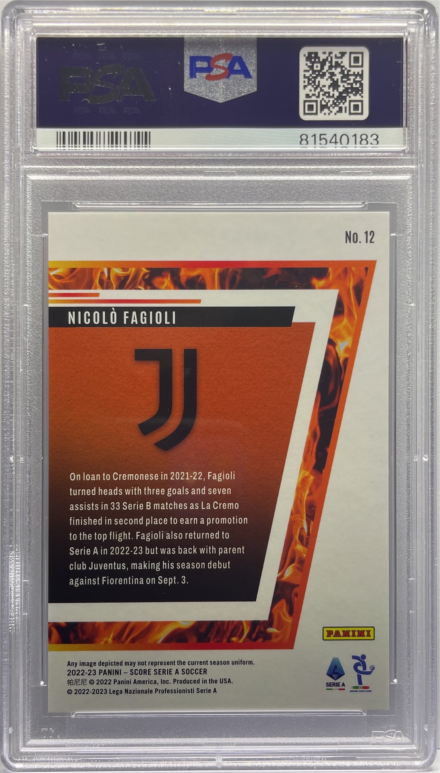 PSA Authentic - Nicolo Fagioli 1/1 Hot Rookies Black Laser - Score Serie A 2022/23