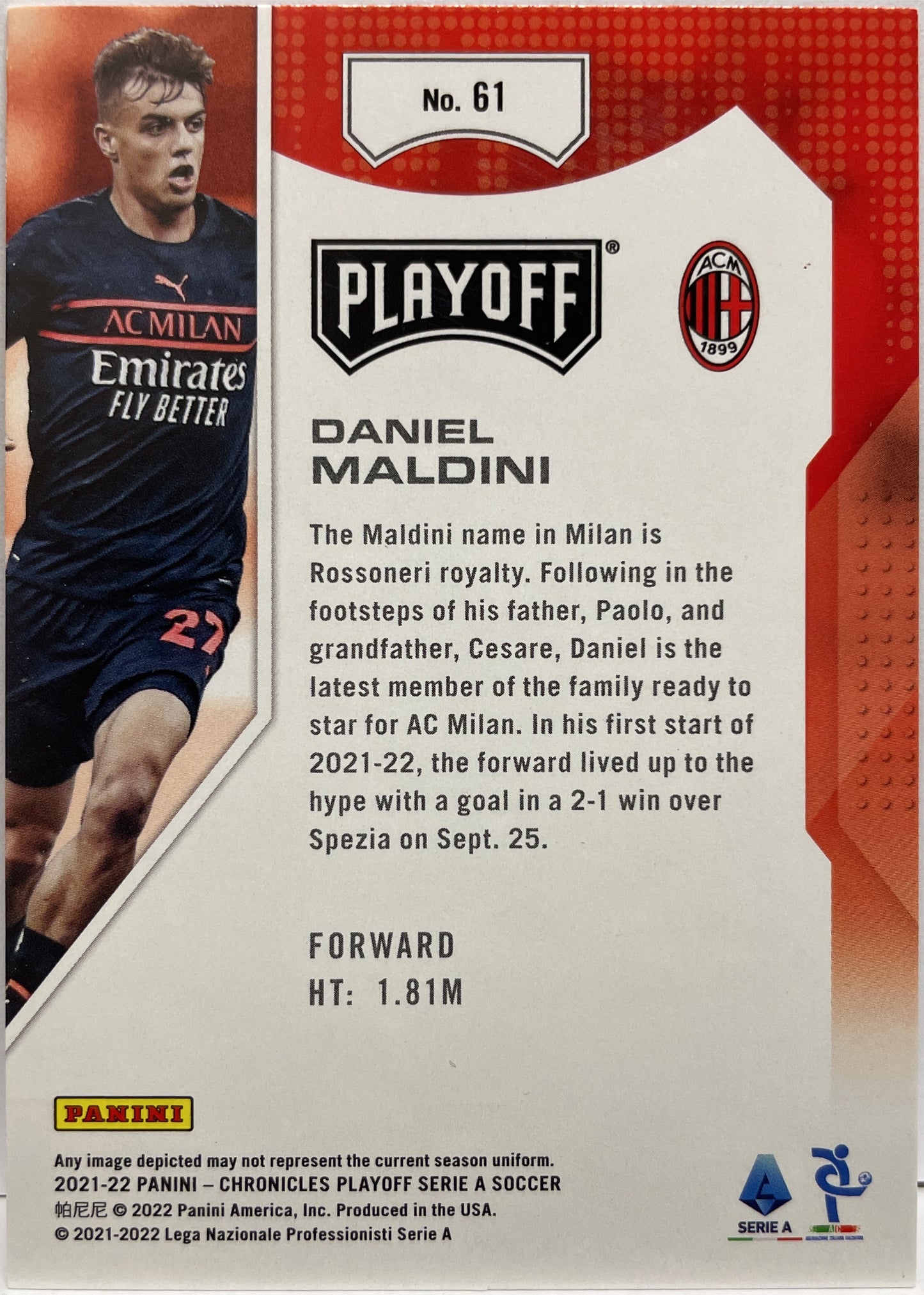 Daniel Maldini 12/23 Rookie Playoff Chronicles Serie A 2021/22