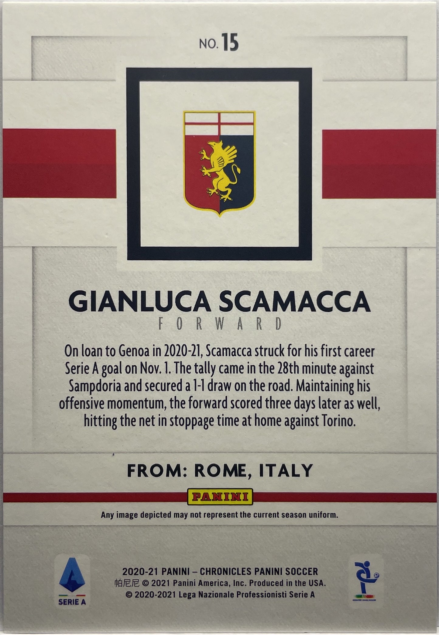 Gianluca Scamacca 4/16 Rookie Chronicles Panini 2020/21