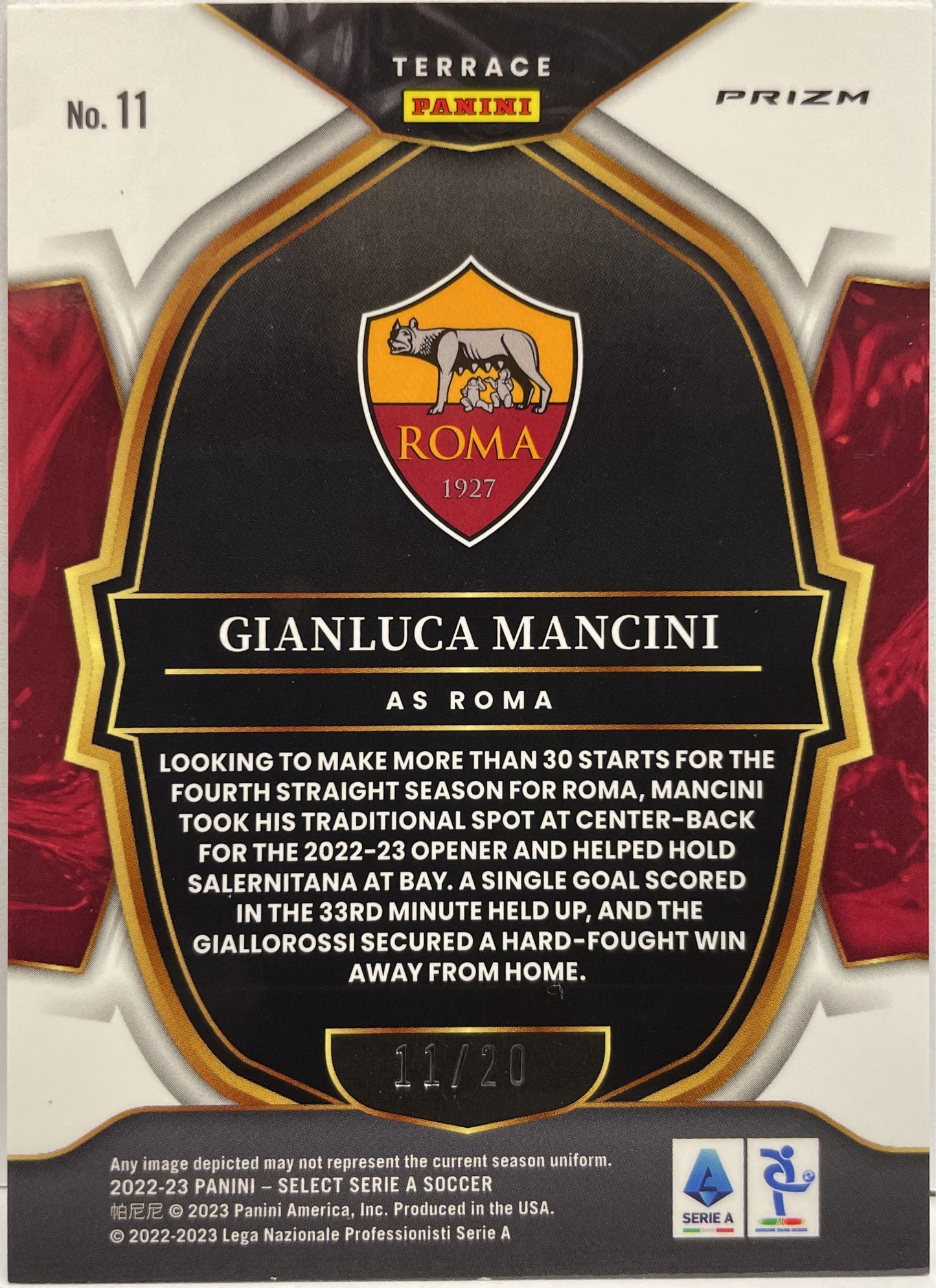 Gianluca Mancini 11/20 Terrace Zebra Select Serie A 2022/23