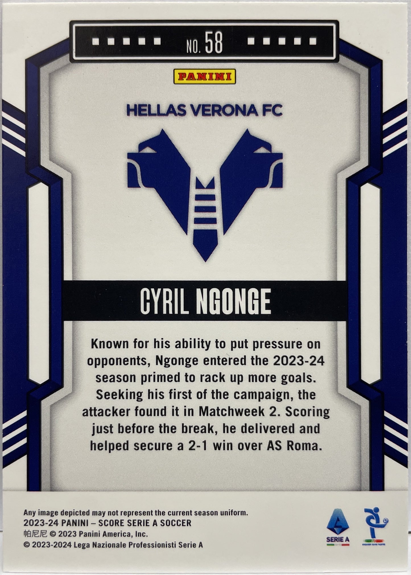 Cyril Ngonge 2/5 Rookie Green Laser Score Serie A 2021/22