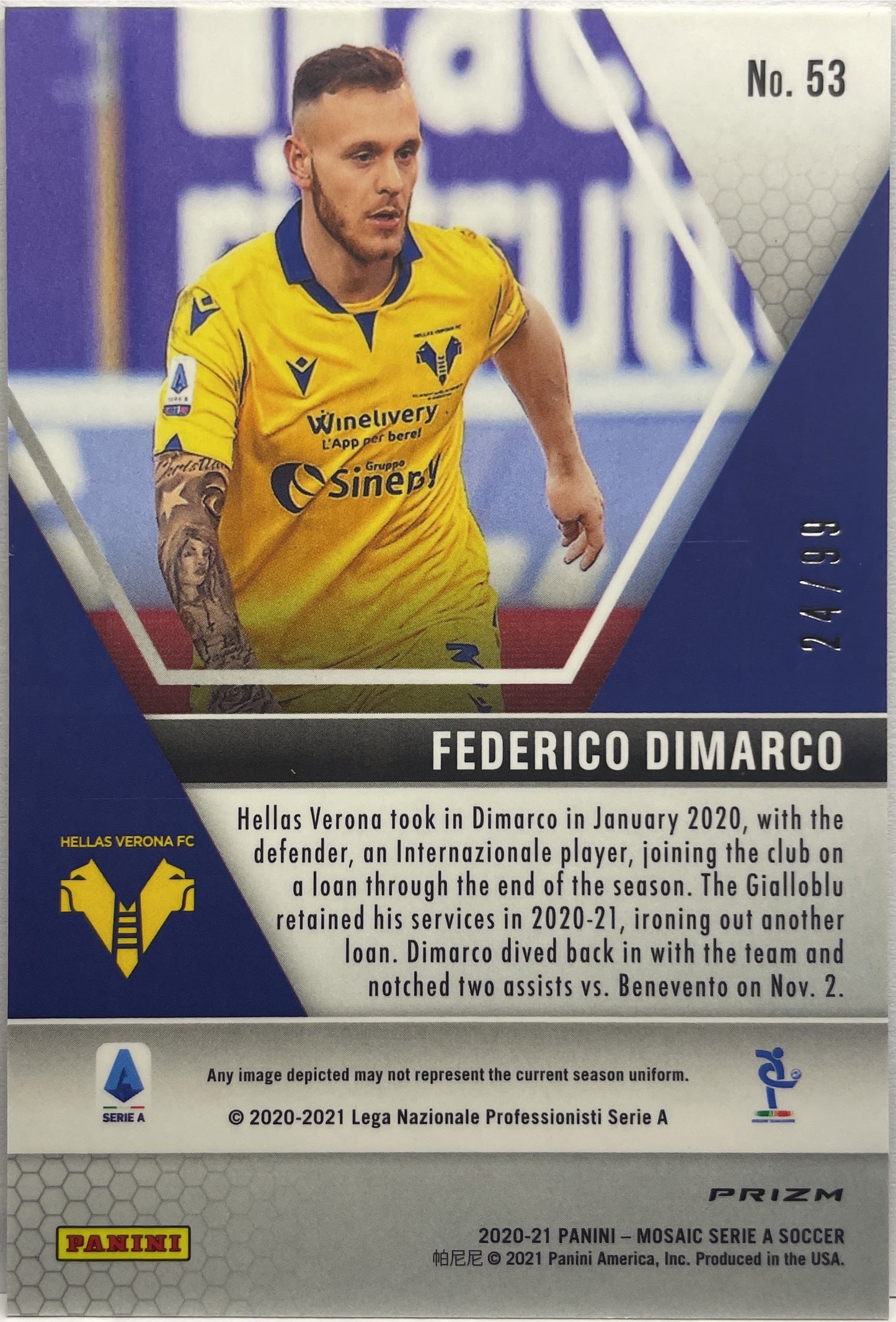 Federico Dimarco 24/99 Rookie Blue Mosaic Serie A 2020/21