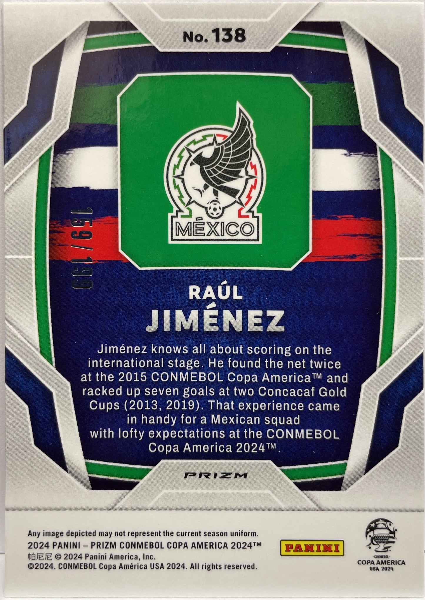 Raul Jimenez 159/199 Red Prizm Conmebol Copa America 2024