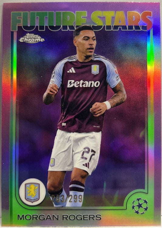 Morgan Rogers 203/299 Future Stars Violet Topps Chrome UCC 2024/25