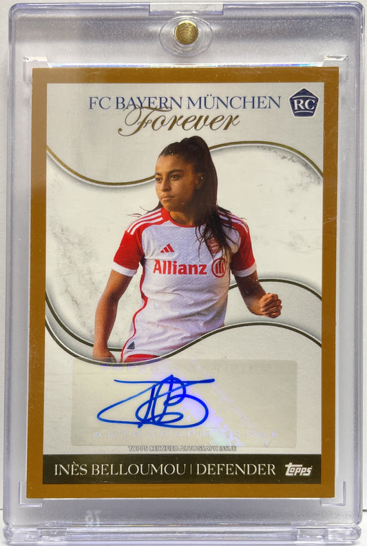 Ines Belloumou 18/50 Rookie Autograph Gold Topps Bayern Munchen Forever 2024