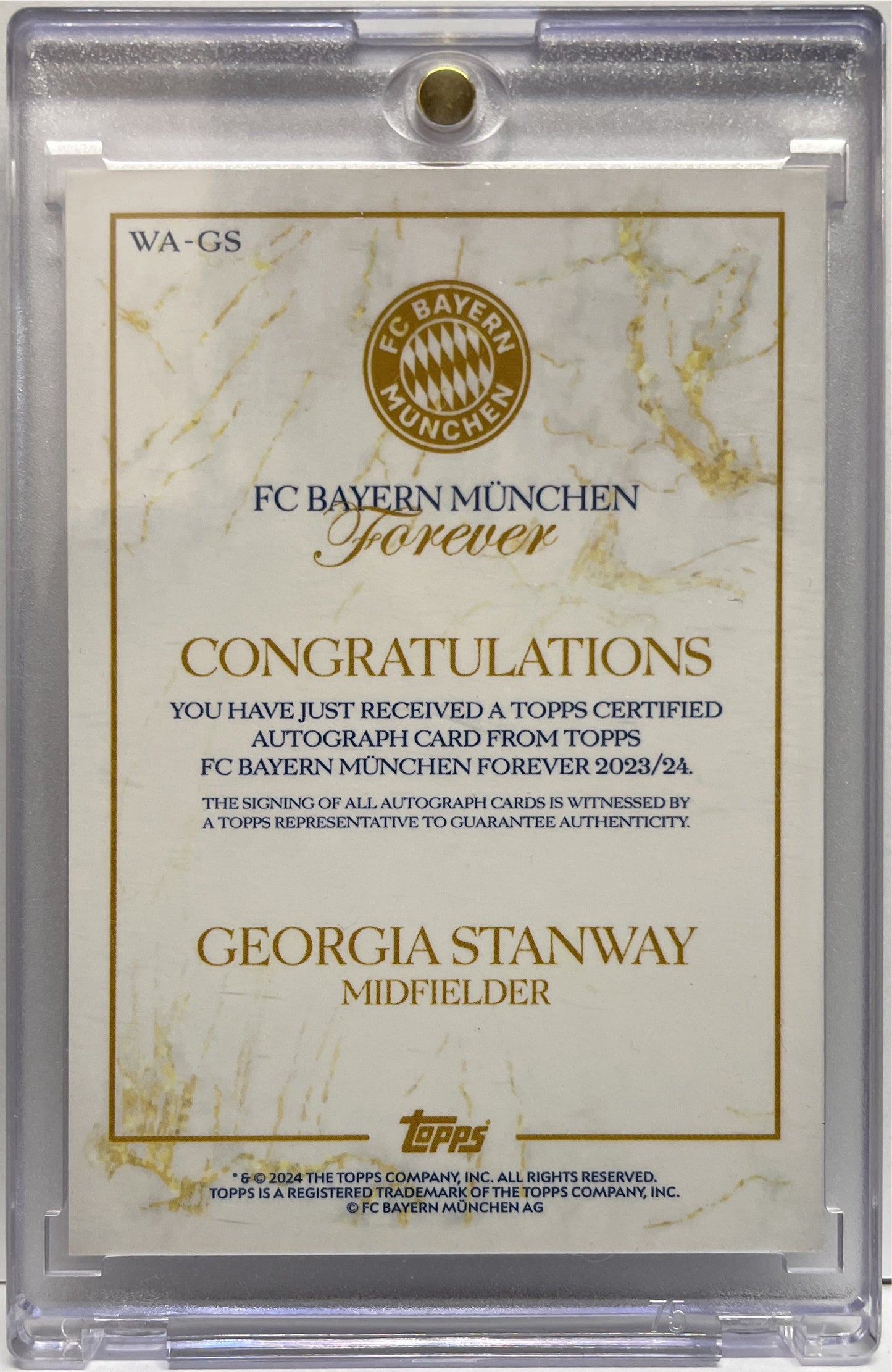 Georgia Stanway Autograph Topps Bayern Munchen Forever 2024