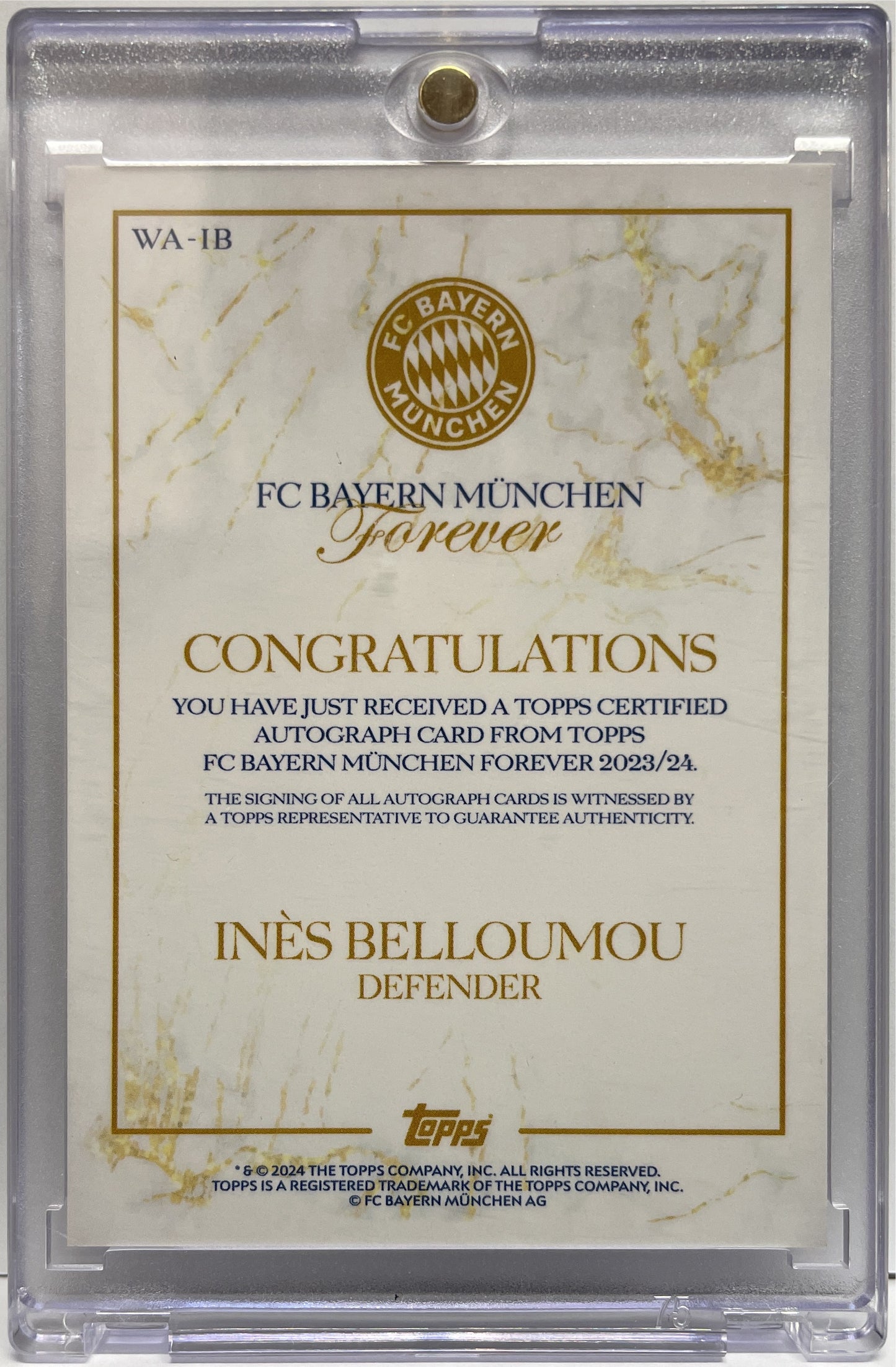 Ines Belloumou Rookie Autograph Topps Bayern Munchen Forever 2024