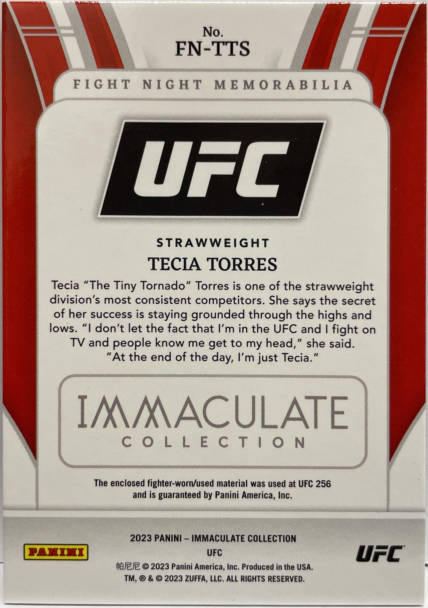 Tecia Torres 38/99 Fight Night Memorabilia Patch Immaculate UFC 2023