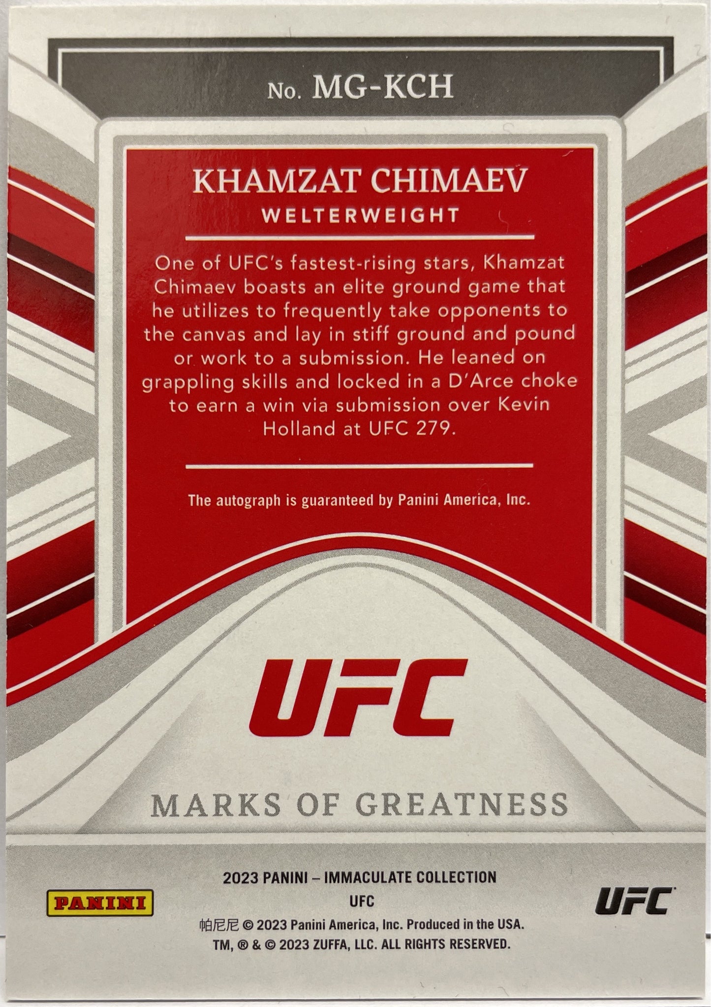 Khamzat Chimaev 40/49 Autograph Marks Of Greatness Immaculate UFC 2023