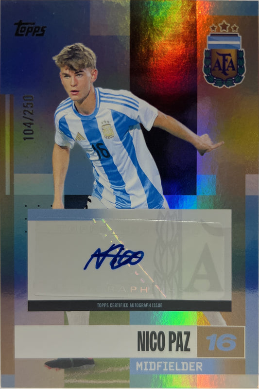 Nico Paz 104/250 Autograph Topps Argentina Team Set 2024