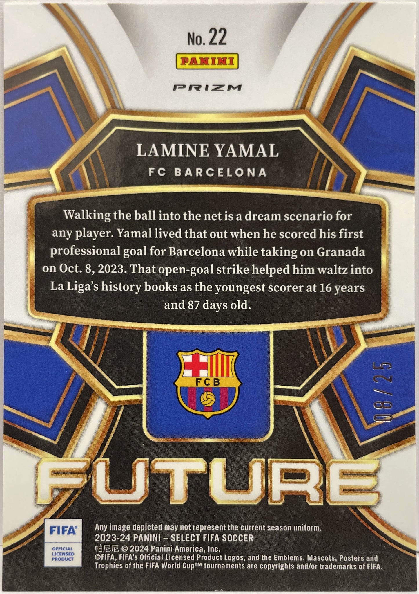 Lamine Yamal 8/25 Rookie Select Future Pink Select Fifa 2023/24