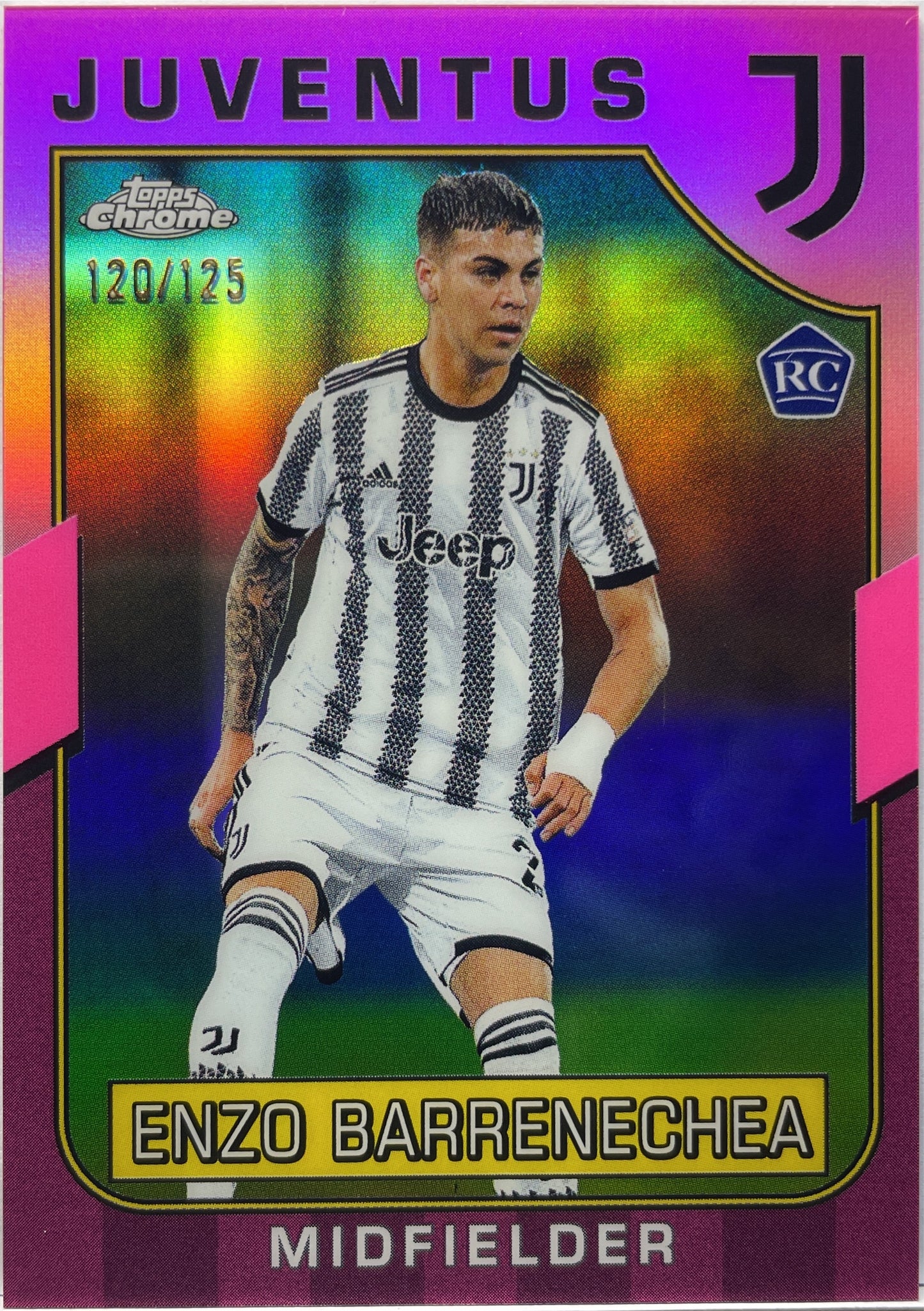 Enzo Barrenechea 120/125 Rookie Pink Topps Chrome Juventus 2022/23