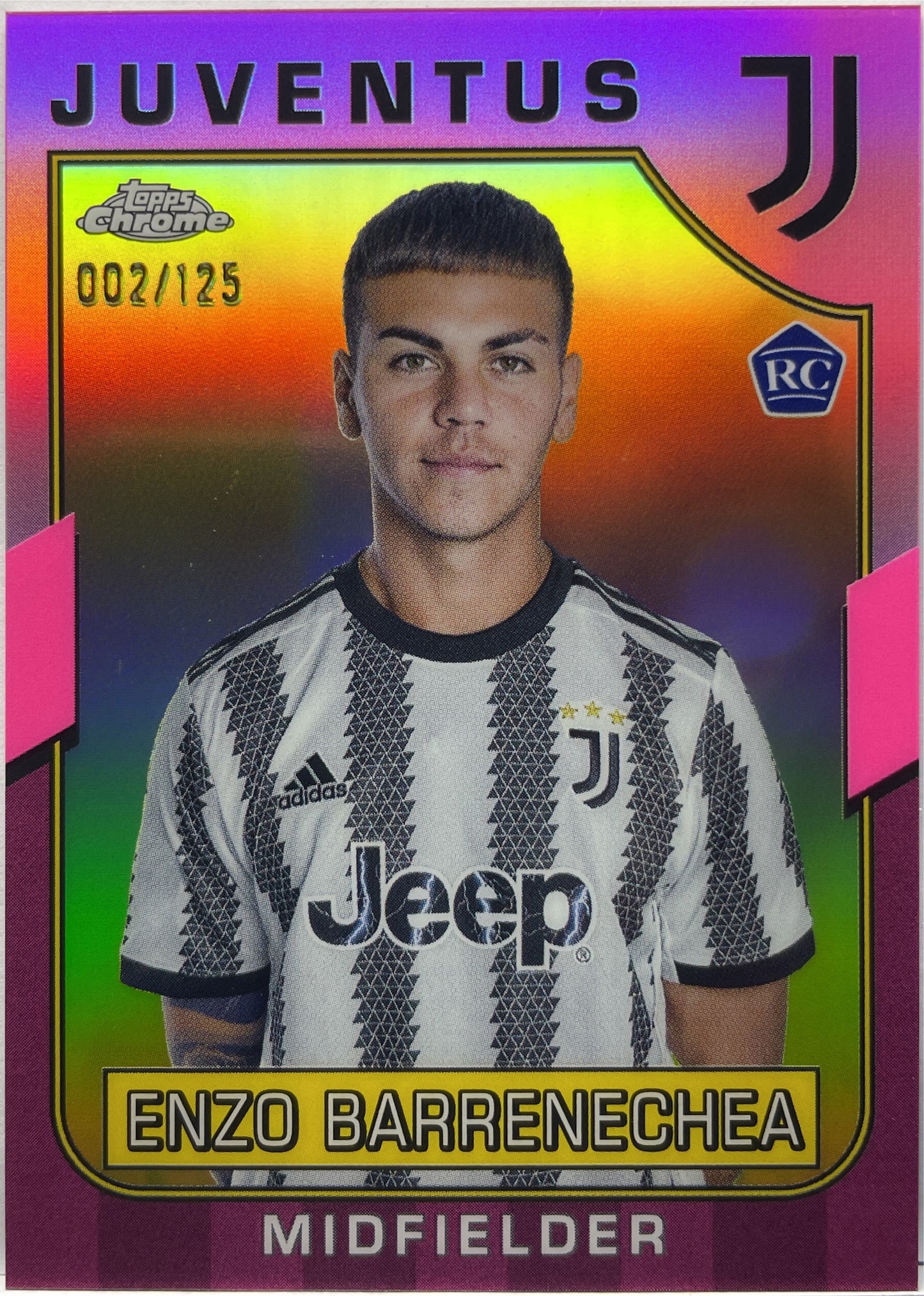 Enzo Barrenechea 2/125 Rookie Pink Topps Chrome Juventus 2022/23