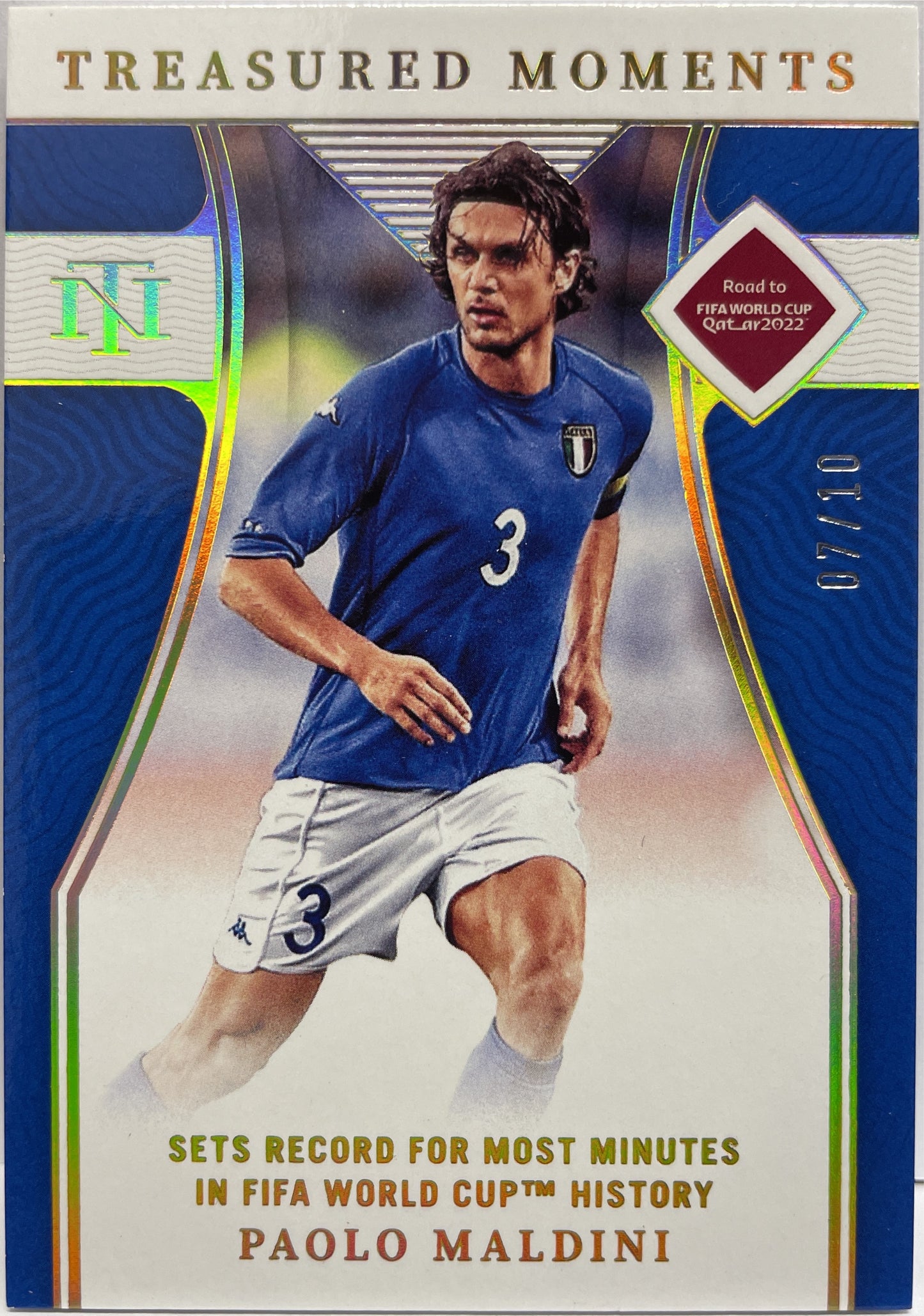 Paolo Maldini 7/10 Treasured Moments Gold National Treasures Fifa Road To World Cup 2022