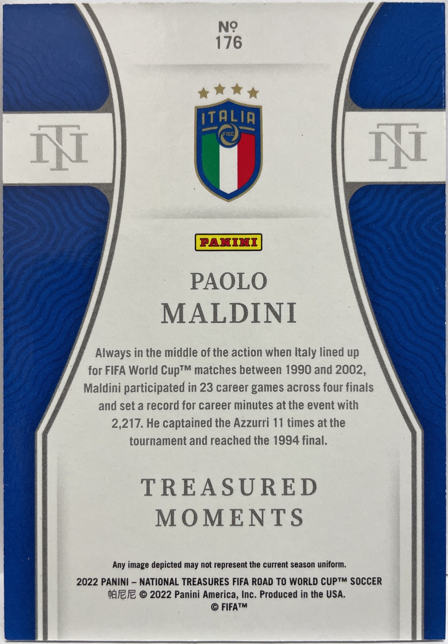 Paolo Maldini 7/10 Treasured Moments Gold National Treasures Fifa Road To World Cup 2022