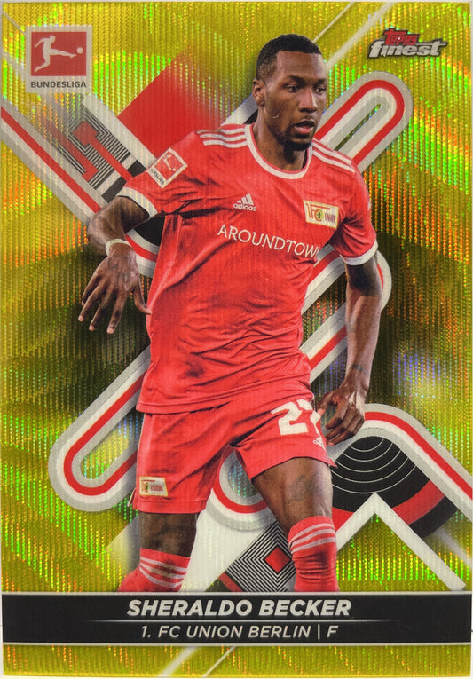 Sheraldo Becker 20/350 Yellow Wave Topps Finest Bundesliga 2021/22