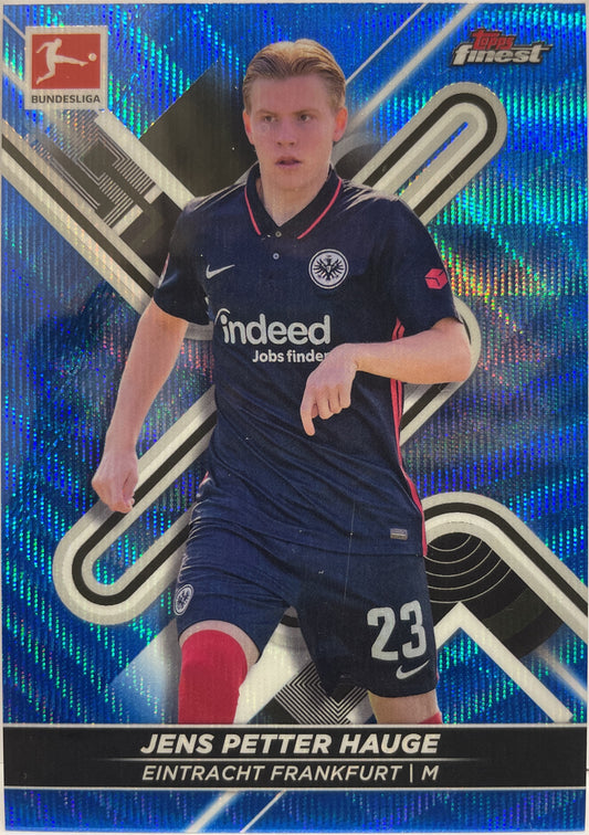 Jens Petter Hauge 58/150 Blue Wave Topps Finest Bundesliga 2021/22